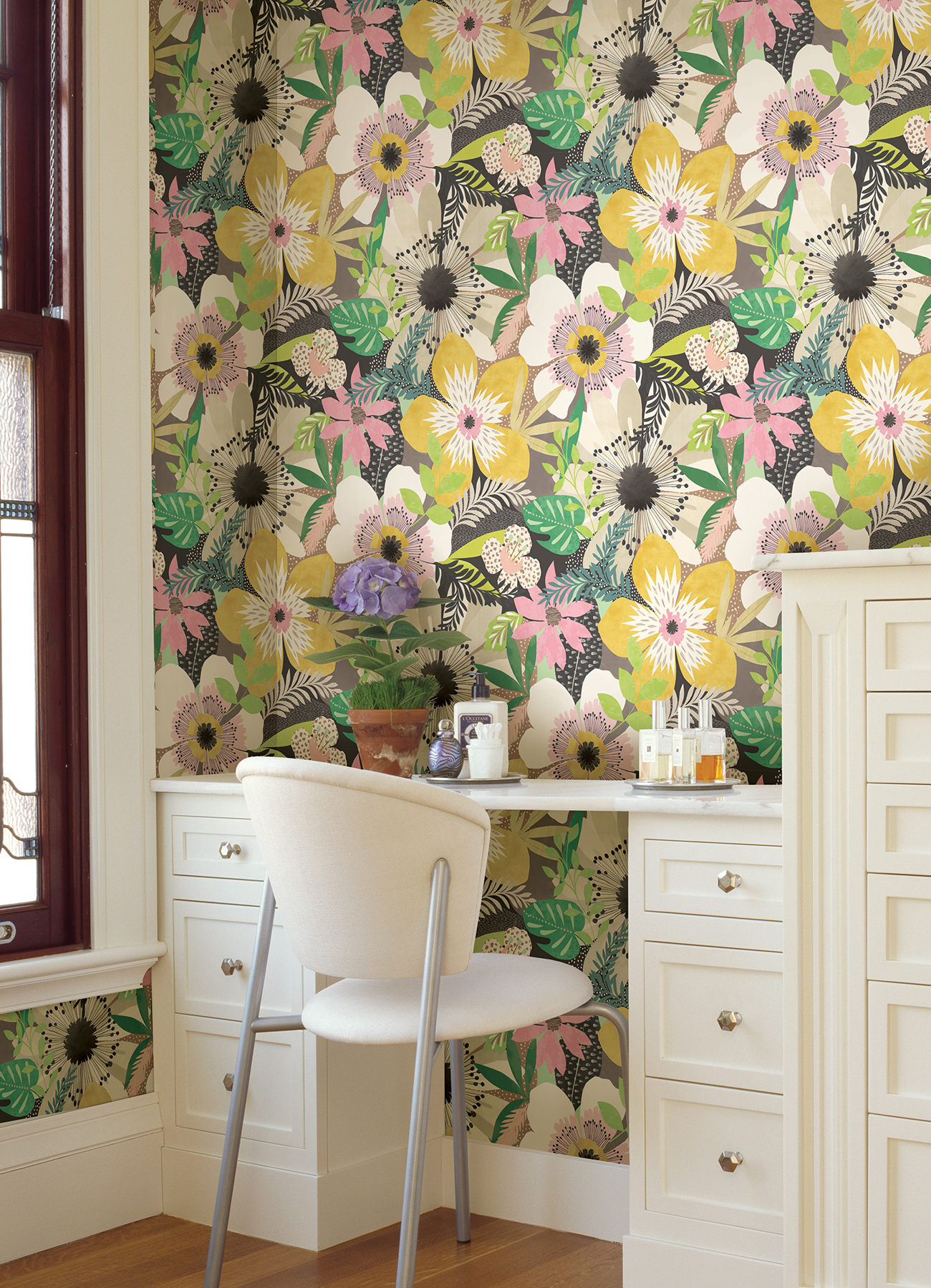 Janis Mustard Floral Riot Wallpaper | York Design Group Product Catalog