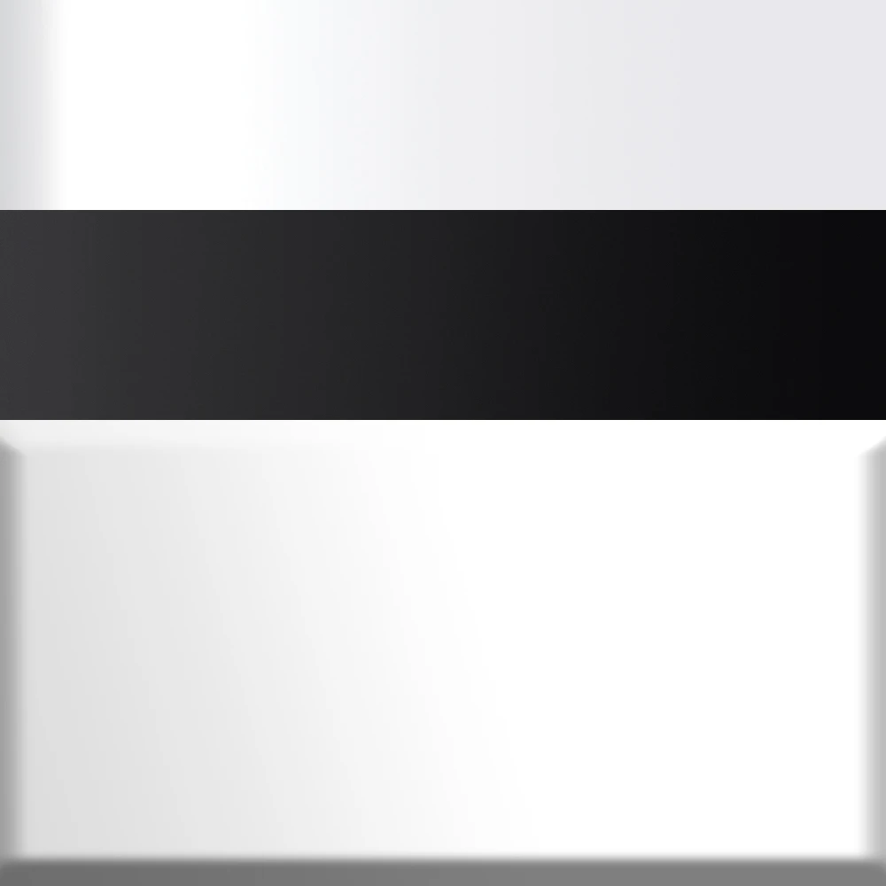 White with Shiny White Trim and Matte Black Faucet