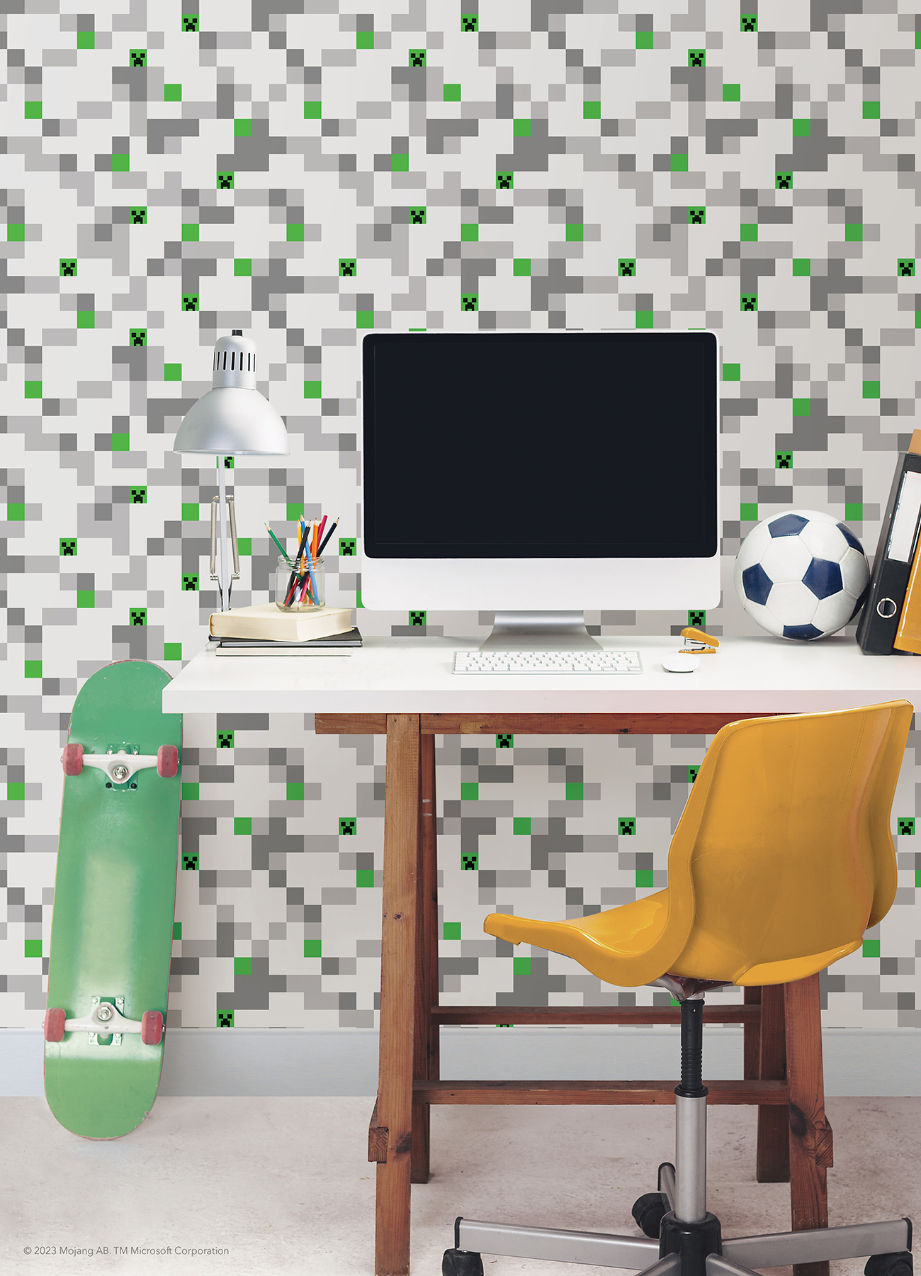 Minecraft Grey Pixel Creeper Peel & Stick Wallpaper | York Design Group ...
