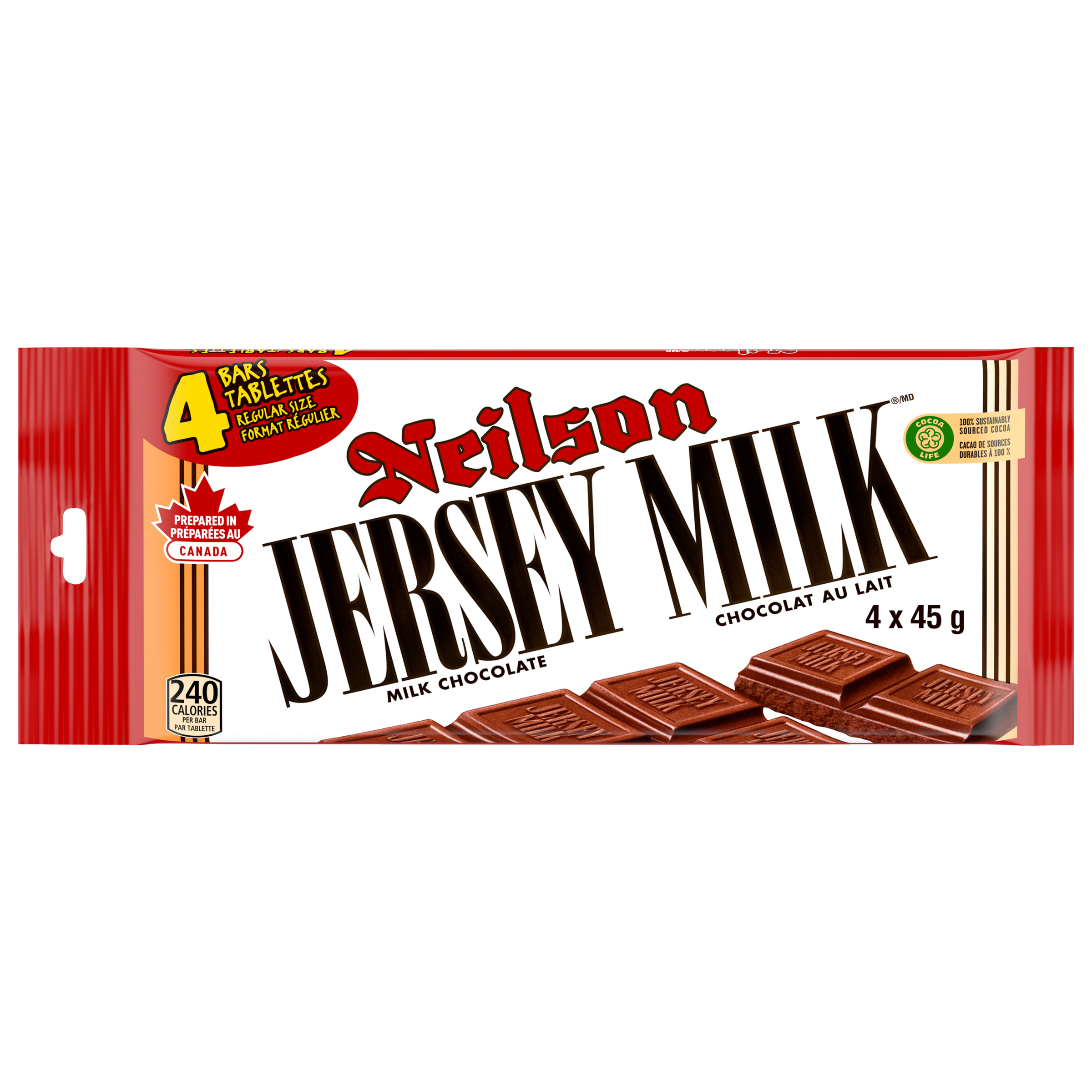 Nielson Jersey Milk, Milk Chocolate, 4 count, 180 g-1