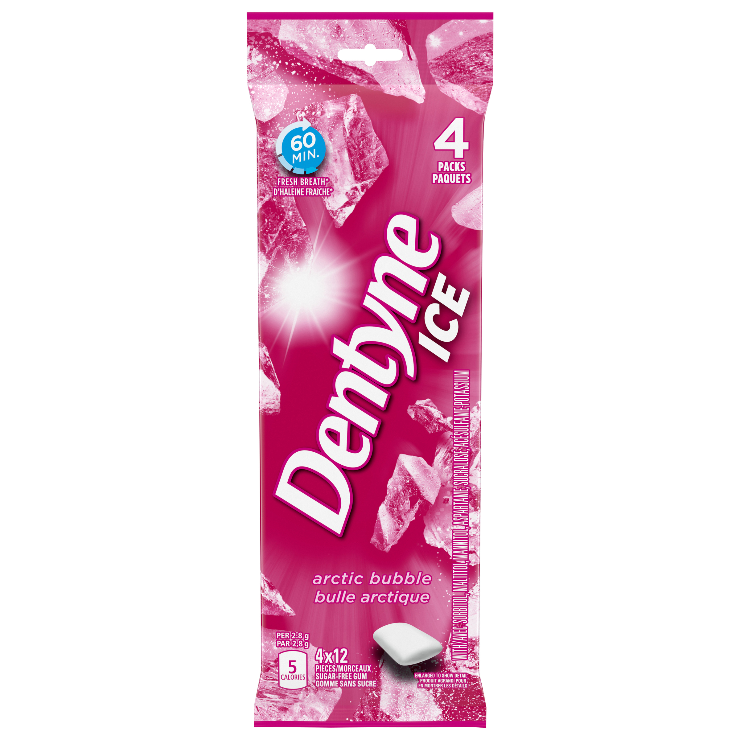 Dentyne Ice Arctic Bubble, Sugar Free Gum, 4 Pack (12 pieces per pack)-thumbnail-0