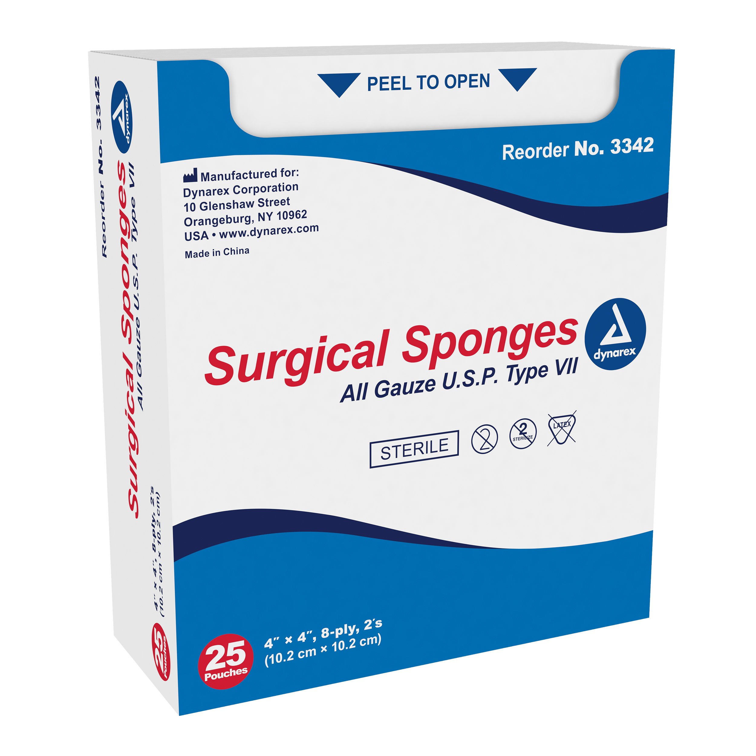 Gauze Sponge 4"x4",  8ply,  Sterile, 50/Box