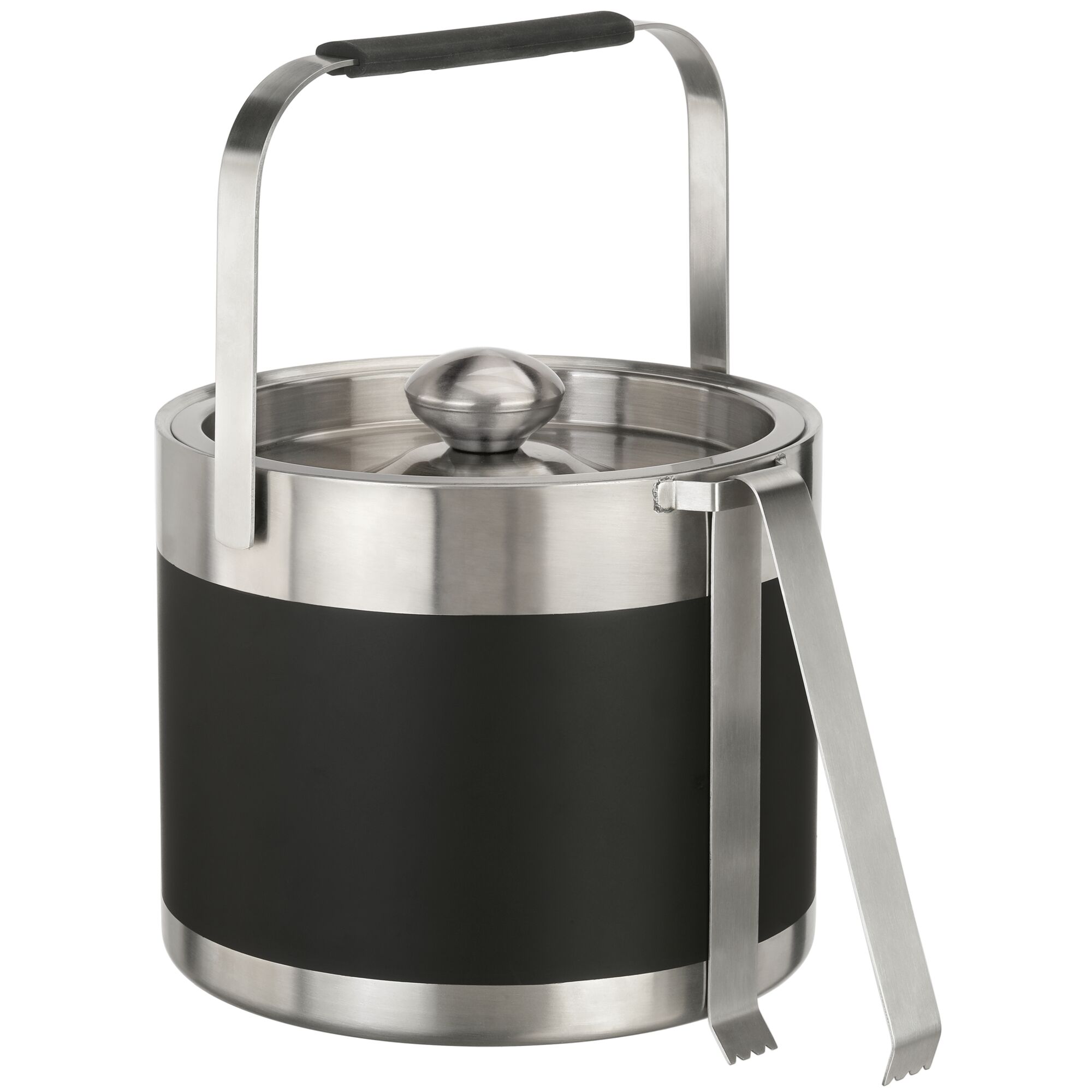 Black and decker ice bucket with silver metal tongs