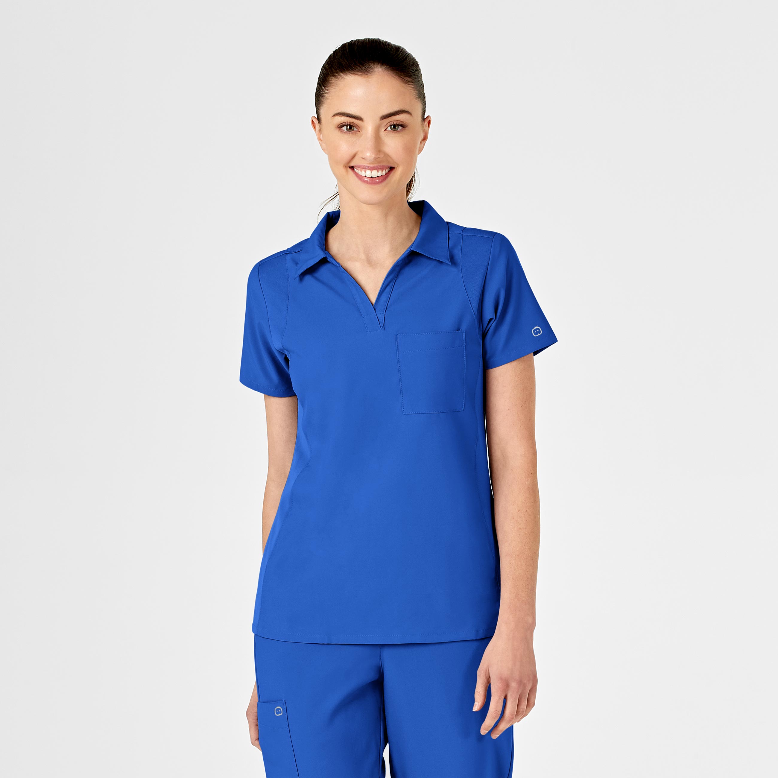 W123 Wink 6955 Women&#8216;s Short Sleeve Collar Style Medical Uniform Top with 1 Chest Pocket and 4 Way Stretch WSL-Wonder Wink