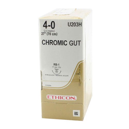 Chromic Gut Sutures, 4-0, RB-1, Taper Point, 27" - 36/Box