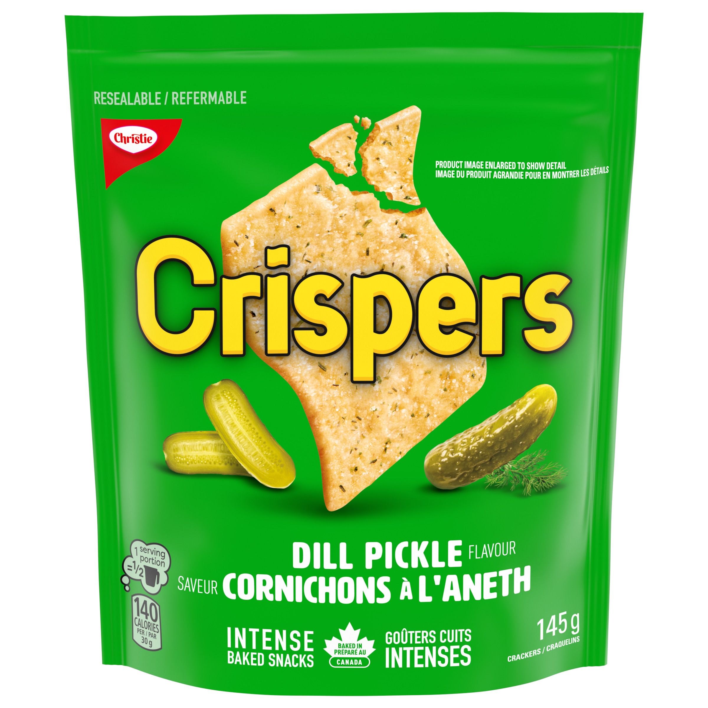 Crispers Dill Pickle Cracker Snacks, 145G