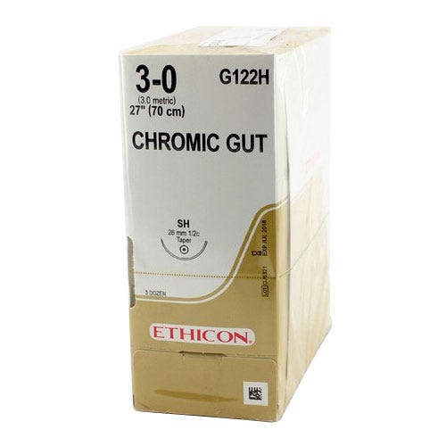 Chromic Gut Sutures, 3-0, SH, Taper Point, 27" - 36/Box