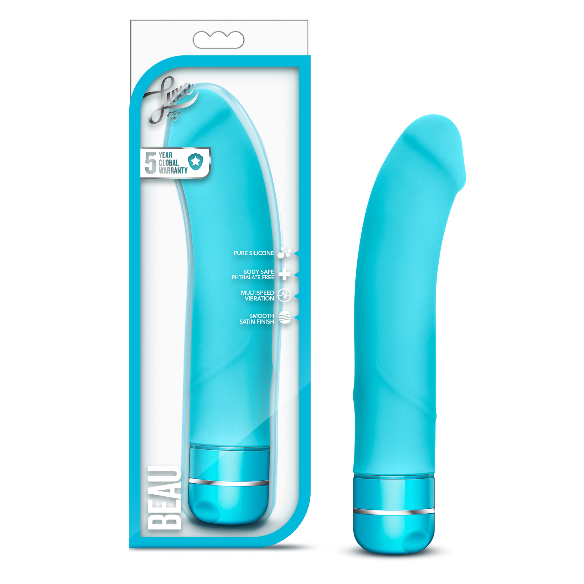 Blush Luxe Beau G-Spot Blue 8.5-Inch Long Vibrating Dildo