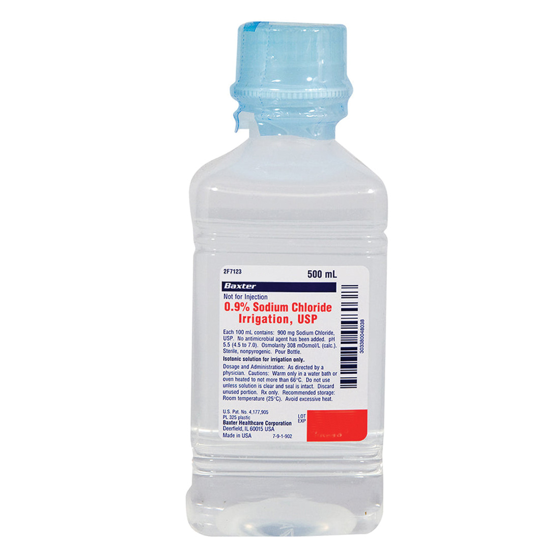 Sodium Chloride 0.9% 500ml for Irrigation, Plastic Pour Bottle- 18/Case