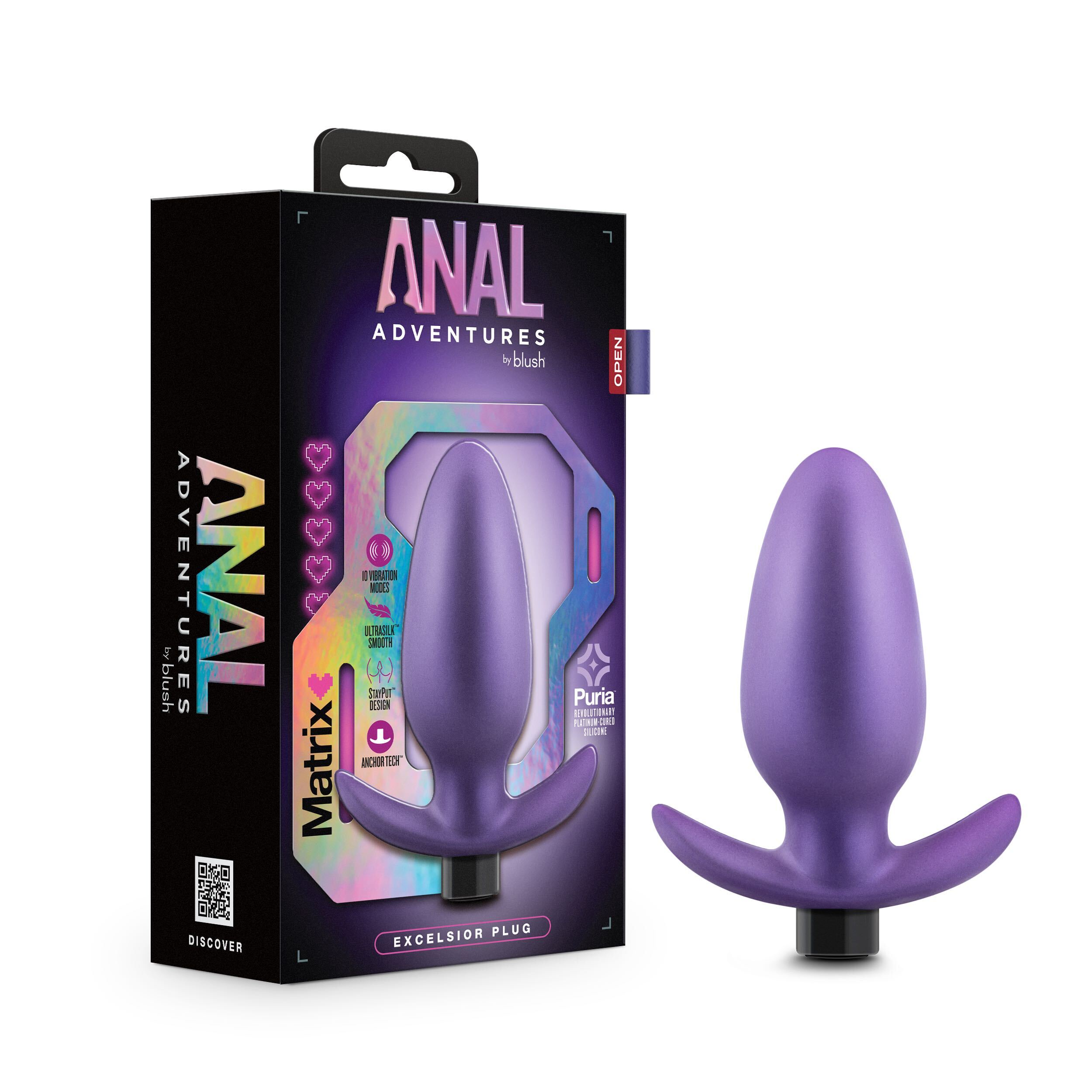 Blush Anal Adventures Matrix / Excelsior Plug: Tapered Tip Widens For Filling Sensations in Astro Violet / With Stayput? Technology & AnchorTech? Base