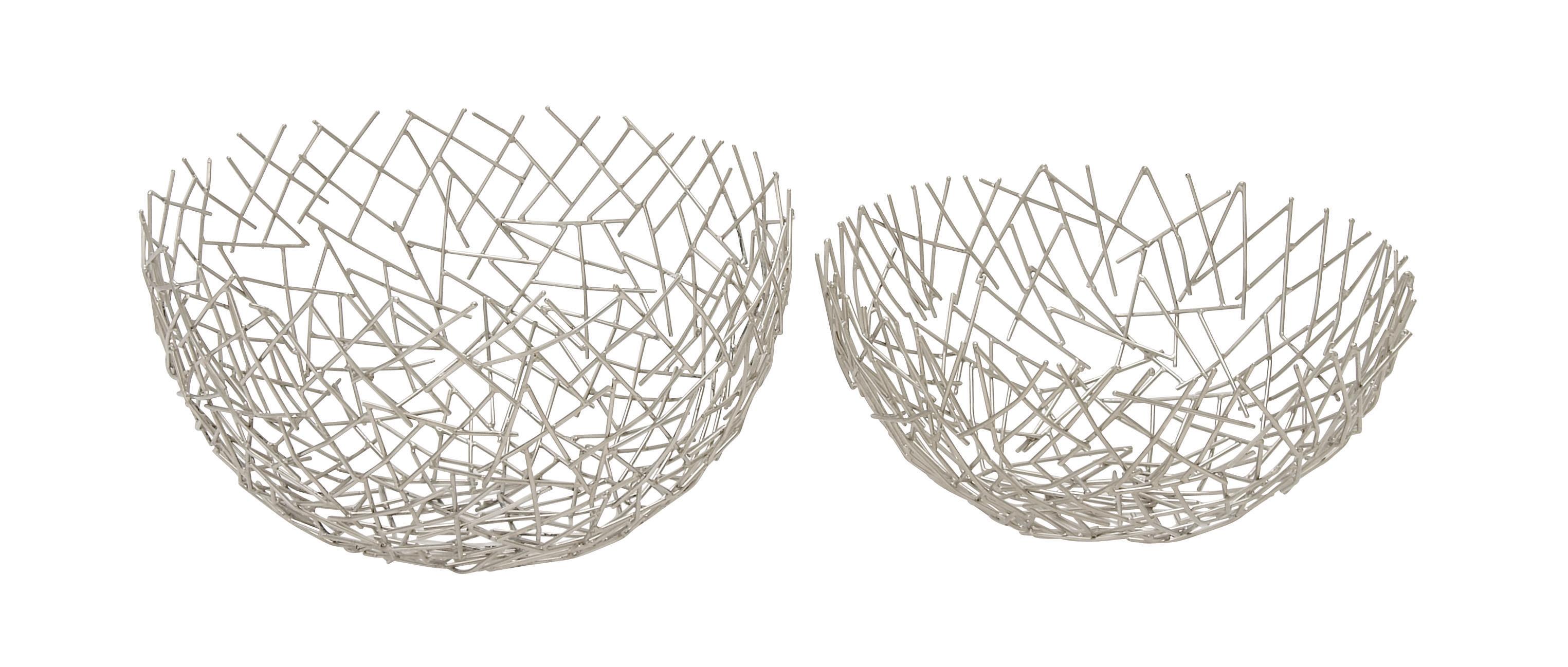 silver stainless steel metal  decorative bowl, set of 2 13", 12"w