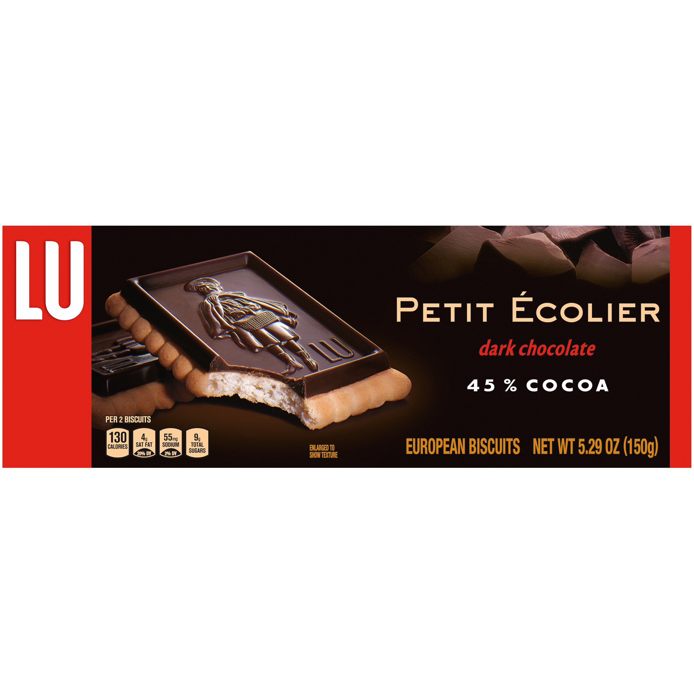 Lu Petit Ecolier European Dark Chocolate Biscuit Cookies, 45% Cocoa, 5.3 oz-thumbnail-1