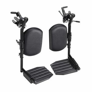 Vinyl Padded Elevating Legrest Assembly with Hemi Pin Spacing and Aluminum Footplate, Black