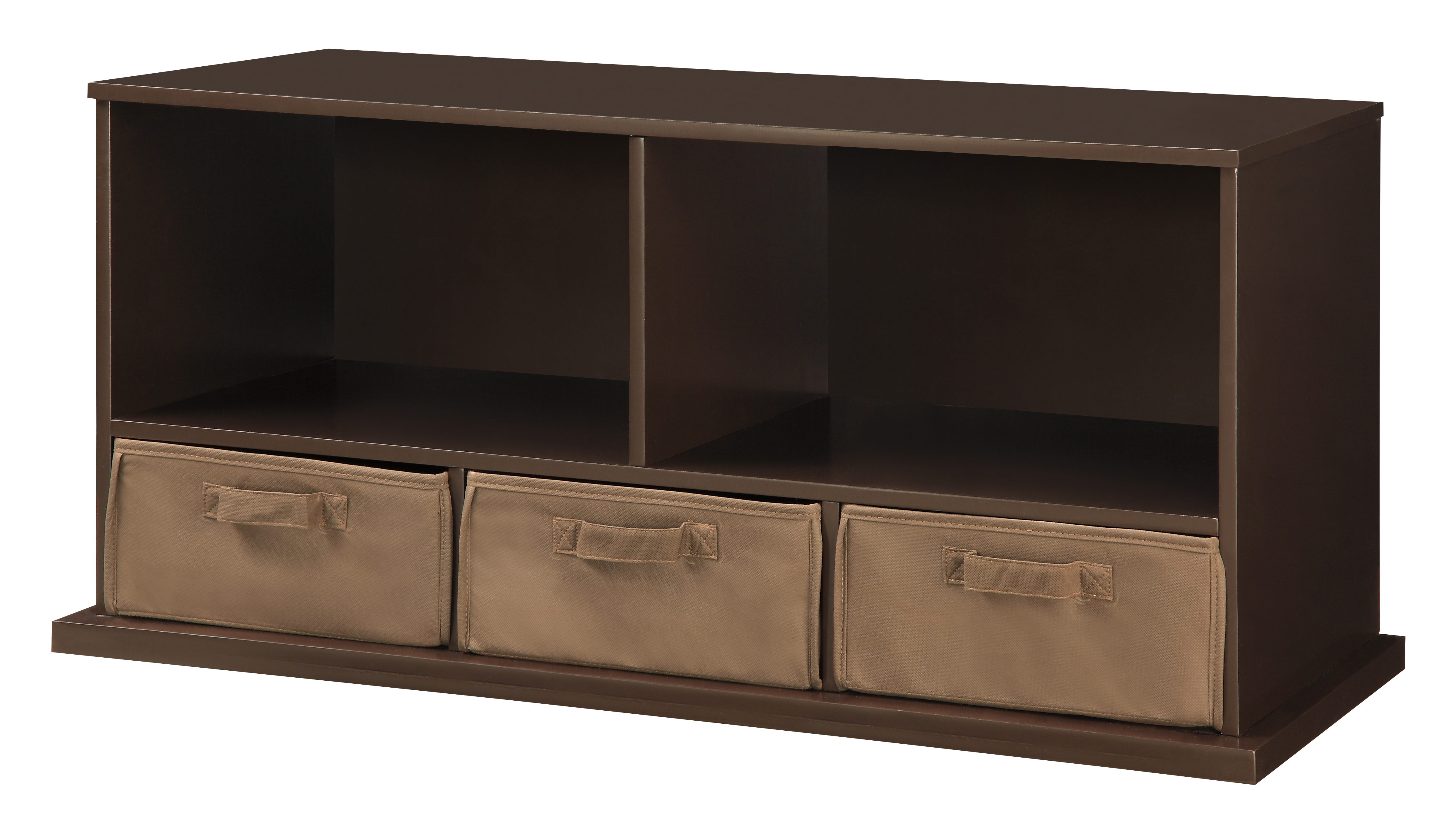 Stackable Shelf Storage Cubby with Three Baskets - Espresso