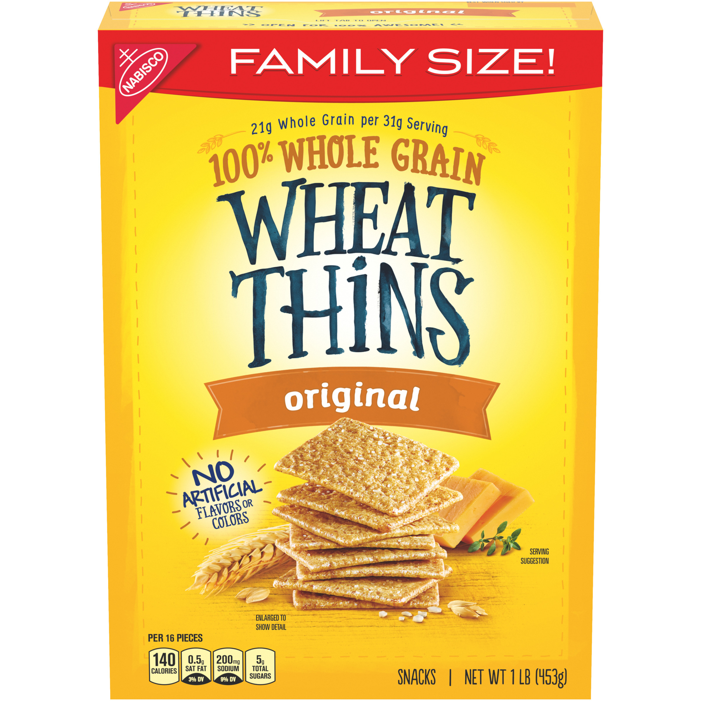Wheat Thins Original Whole Grain Wheat Crackers, Family Size, 16 oz-0