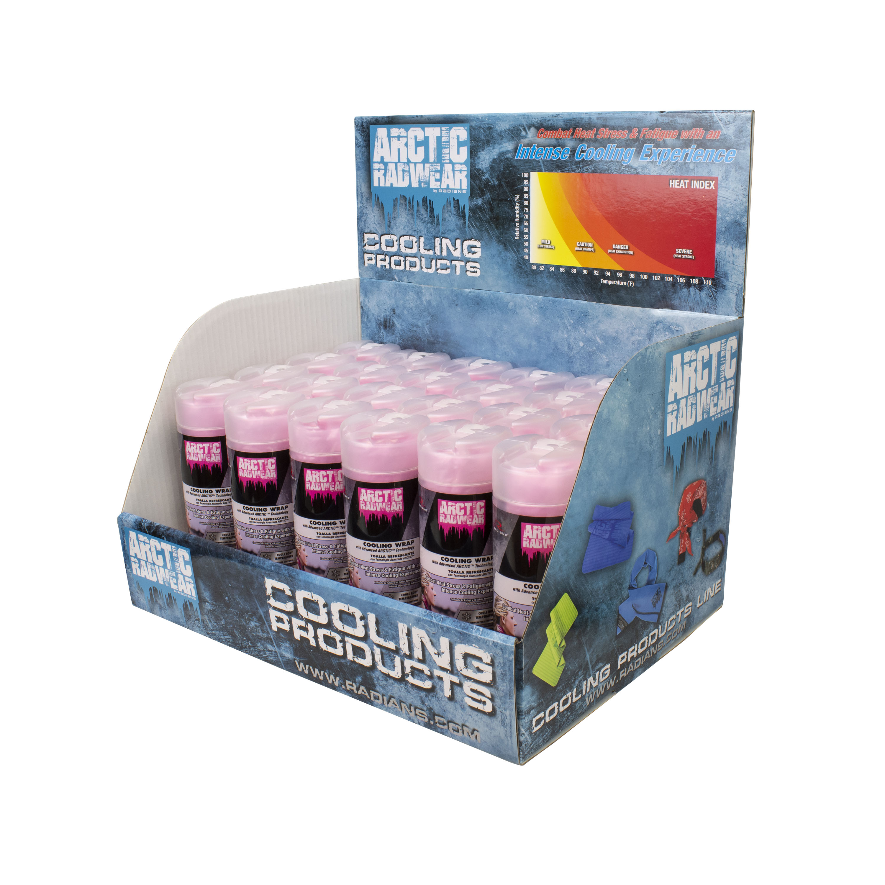 Arctic Radwear® Cooling Wrap Counter Display - 24 Pink