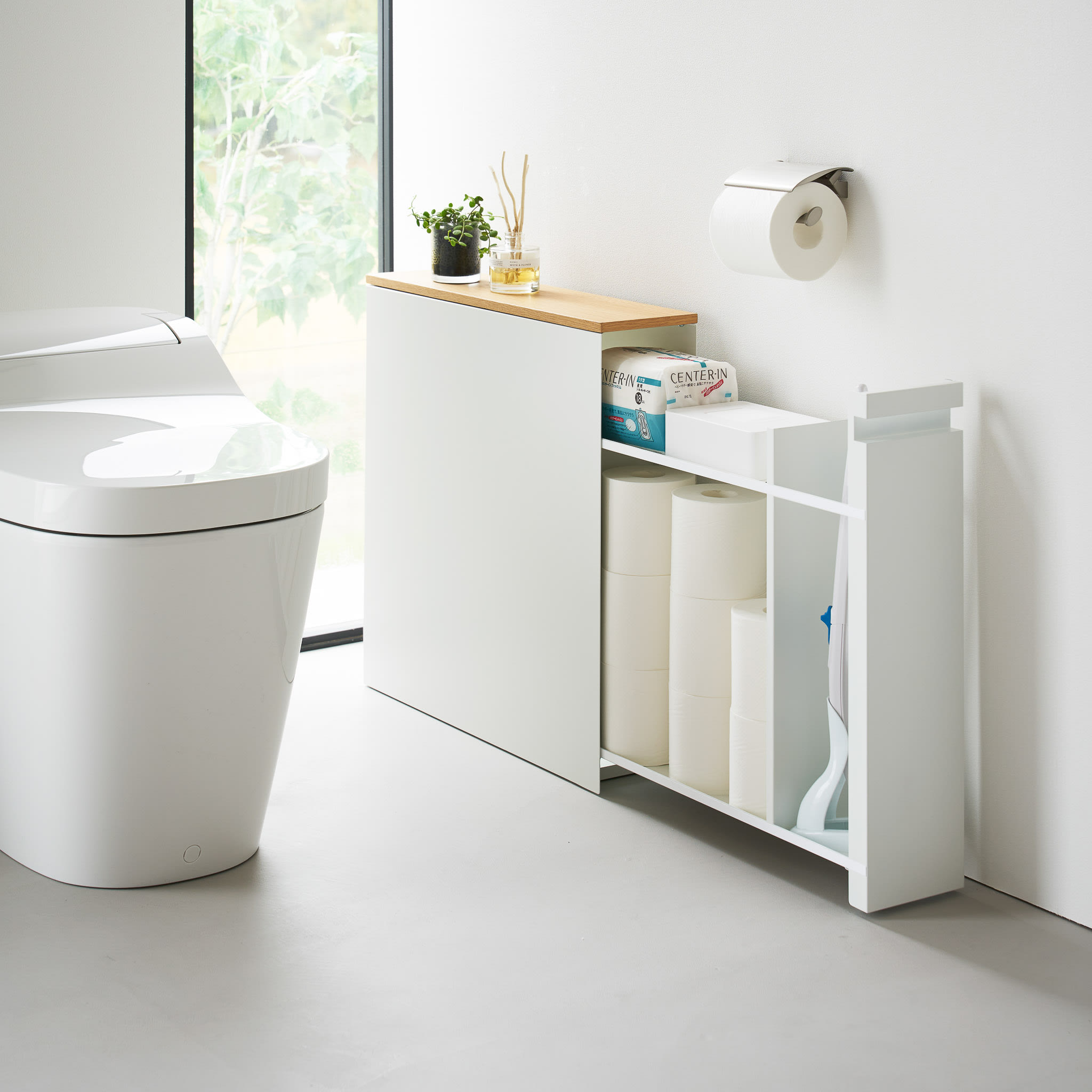 Sliding Wood-Top Storage Rack : Spacious Two-Tier Design