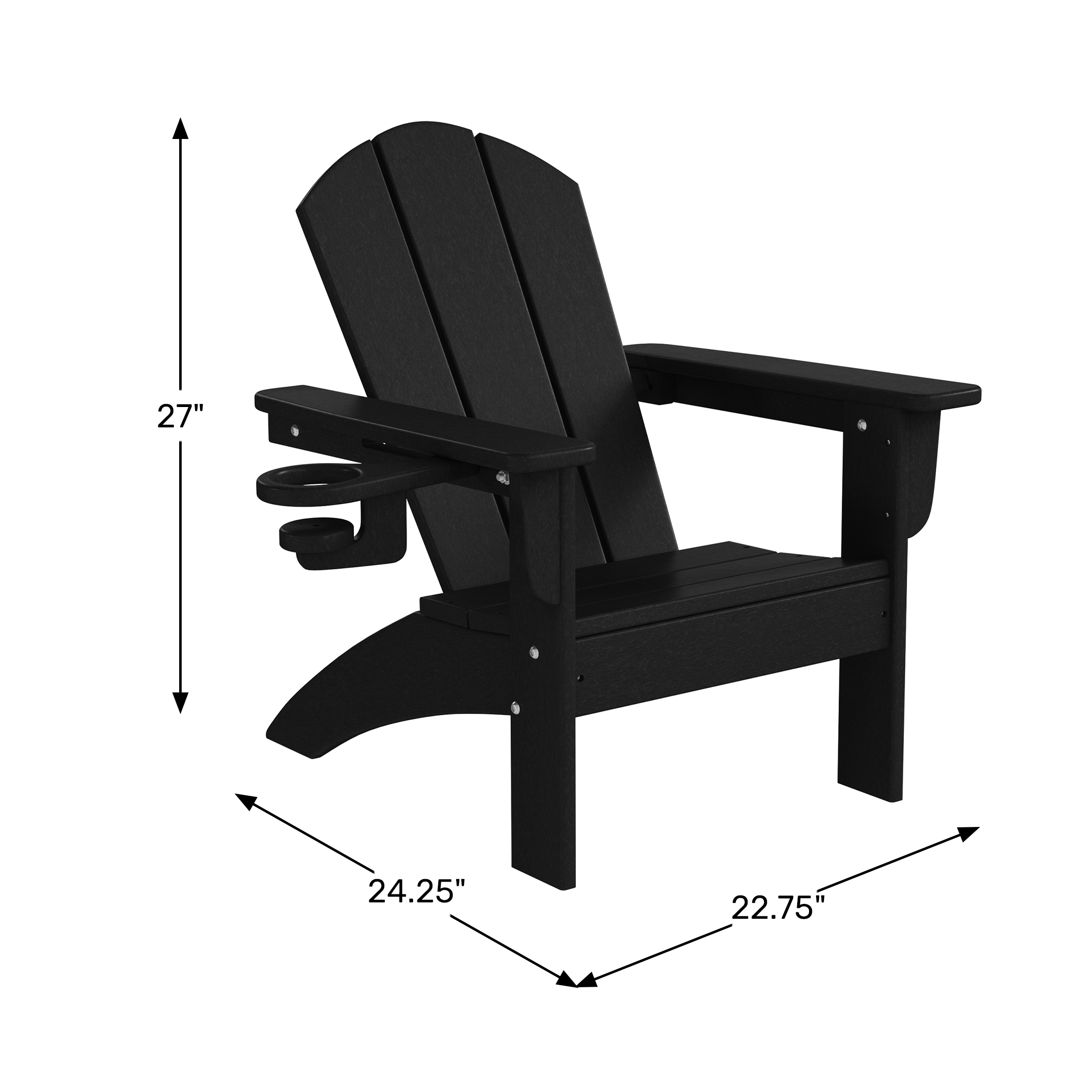 Kids Outdoor HDPE Plastic Adirondack Patio Chairs with Cup Holders (Set of 2)WWT Spec Image