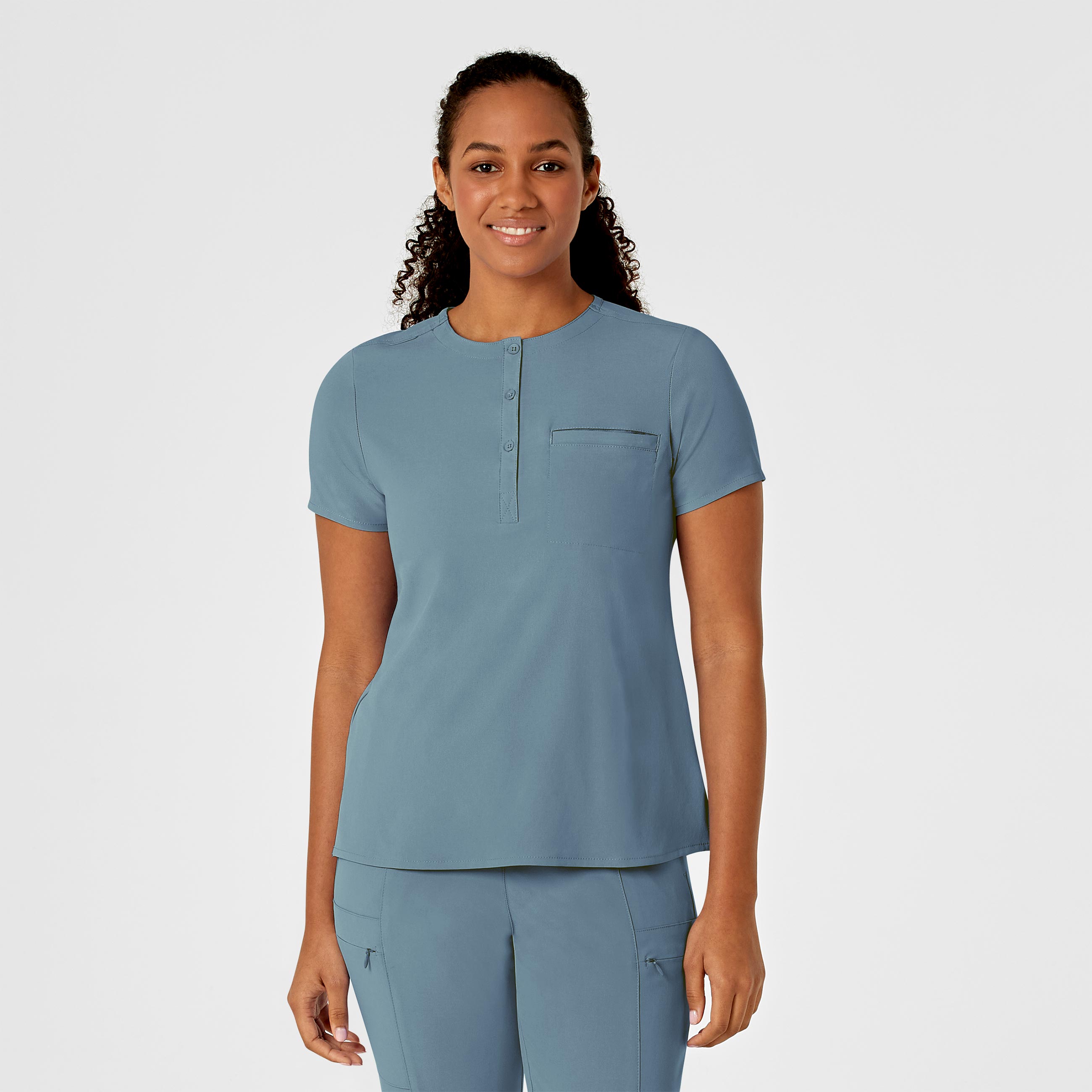 RENEW Women&#8216;s Mandarin Collar Tuck-In Scrub Top-Wonder Wink