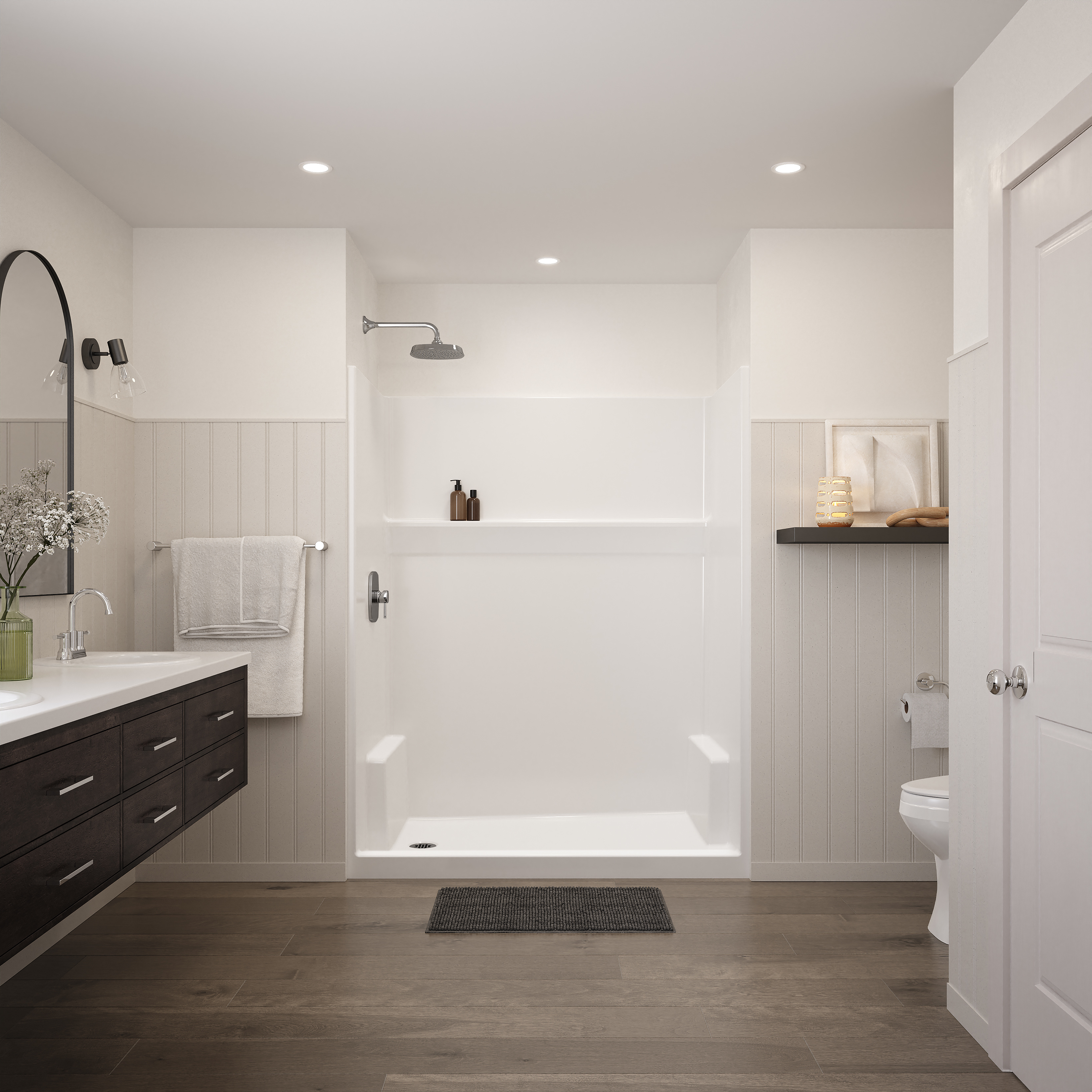 Icon SH6032 AcrylX™ Alcove Left Hand Drain One-Piece Shower in White view 4