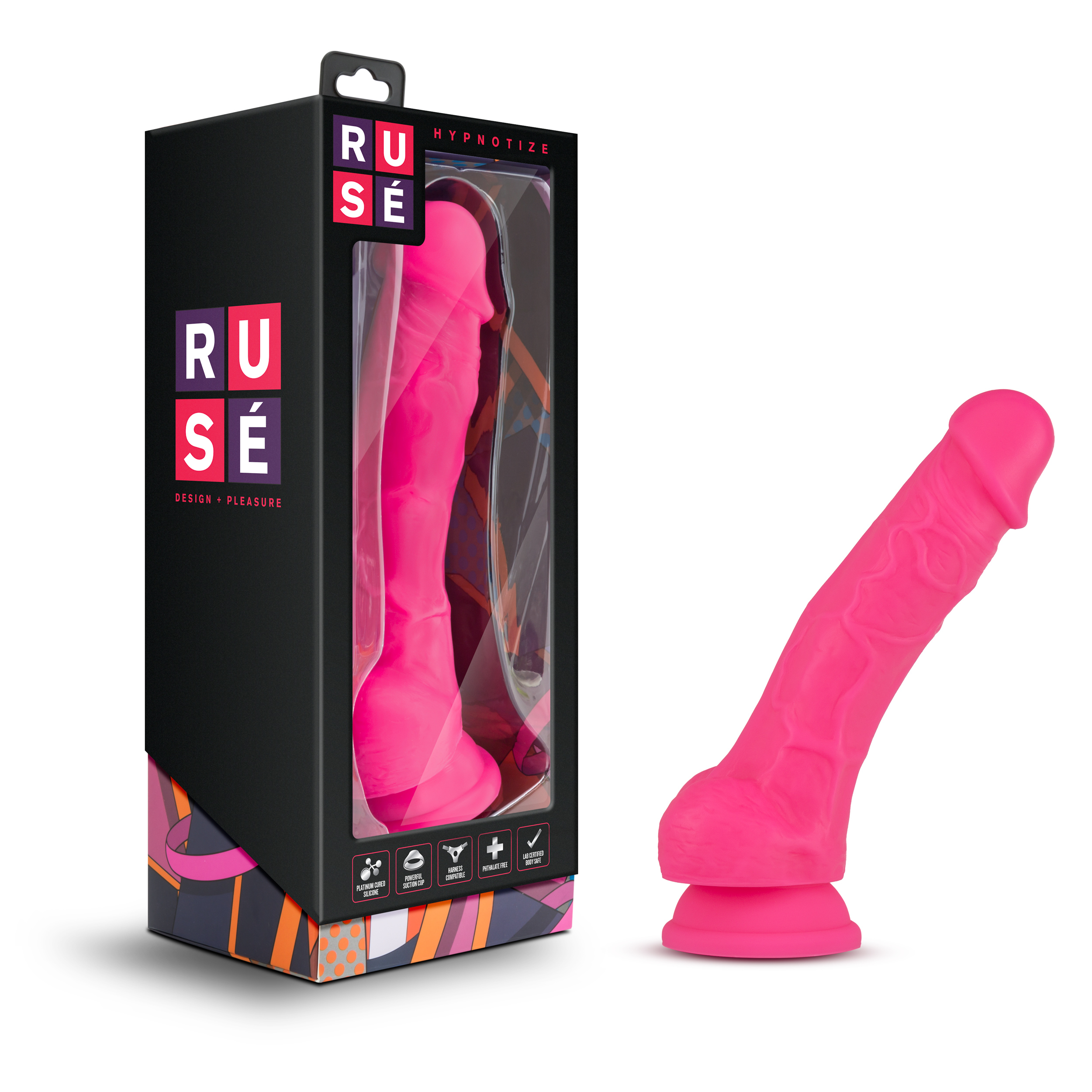 Blush Ruse Hypnotize Realistic G-Spot Hot Pink 7.5-Inch Long Dildo With Balls & Suction Cup Base