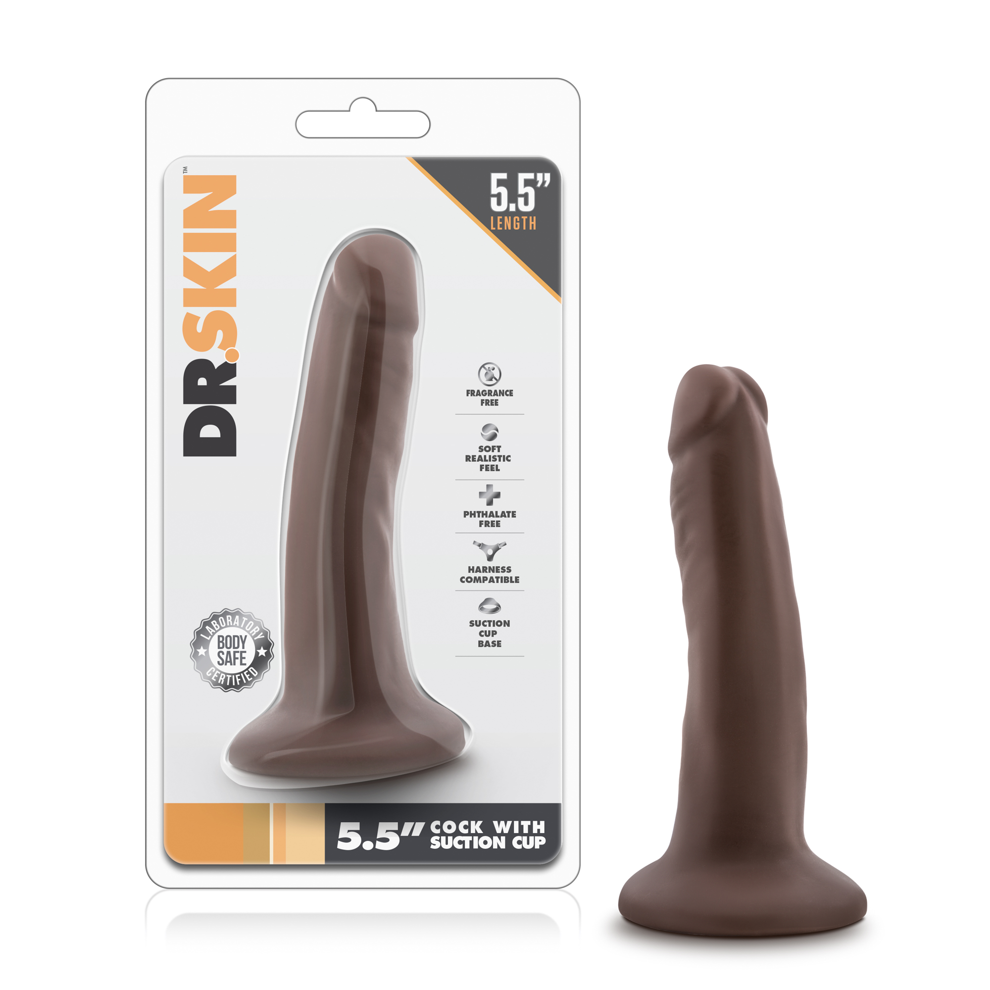 Blush Dr. Skin Realistic Chocolate 5.5-Inch Long Dildo With Suction Cup Base