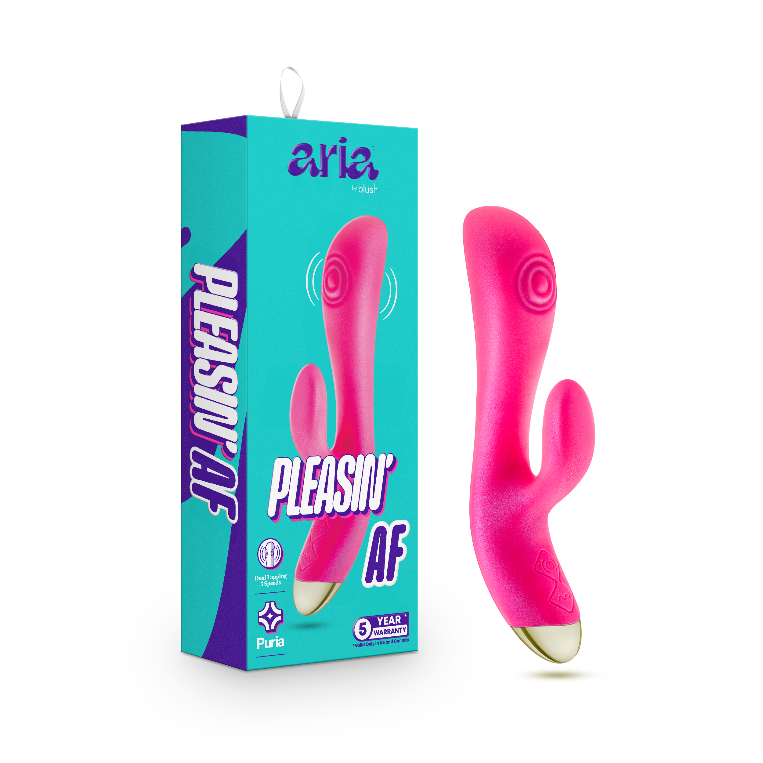 Blush Aria / Pleasin' AF: 8 Inch Flexible Multispeed G Spot Vibrator in Fuchsia - Made with Smooth Ultrasilk? Puria? Silicone