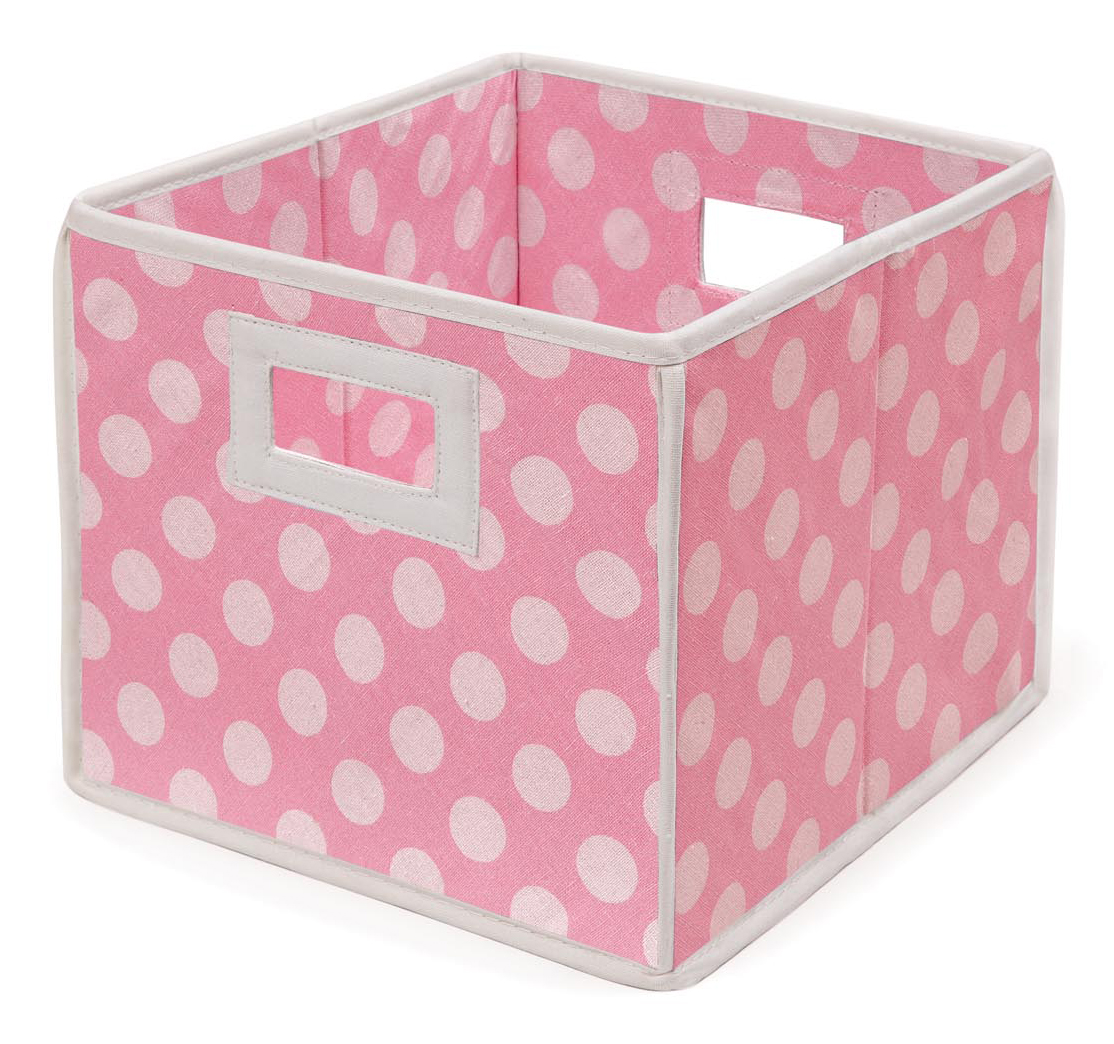Folding Basket/Storage Cube - Pink Polka Dot