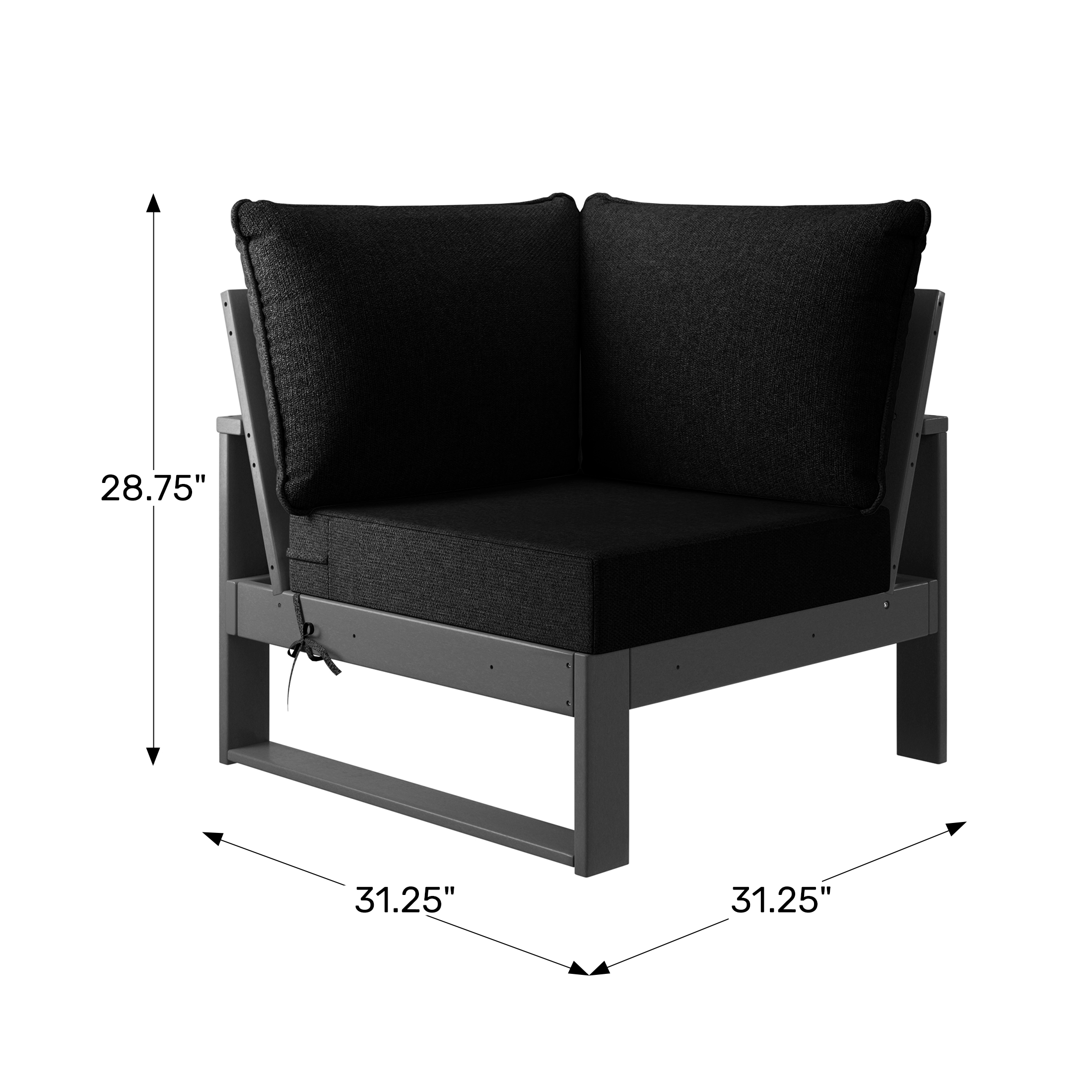 Outdoor HDPE Sectional Corner Sofa Seat with Water-Proof CushionsWWT Spec Image