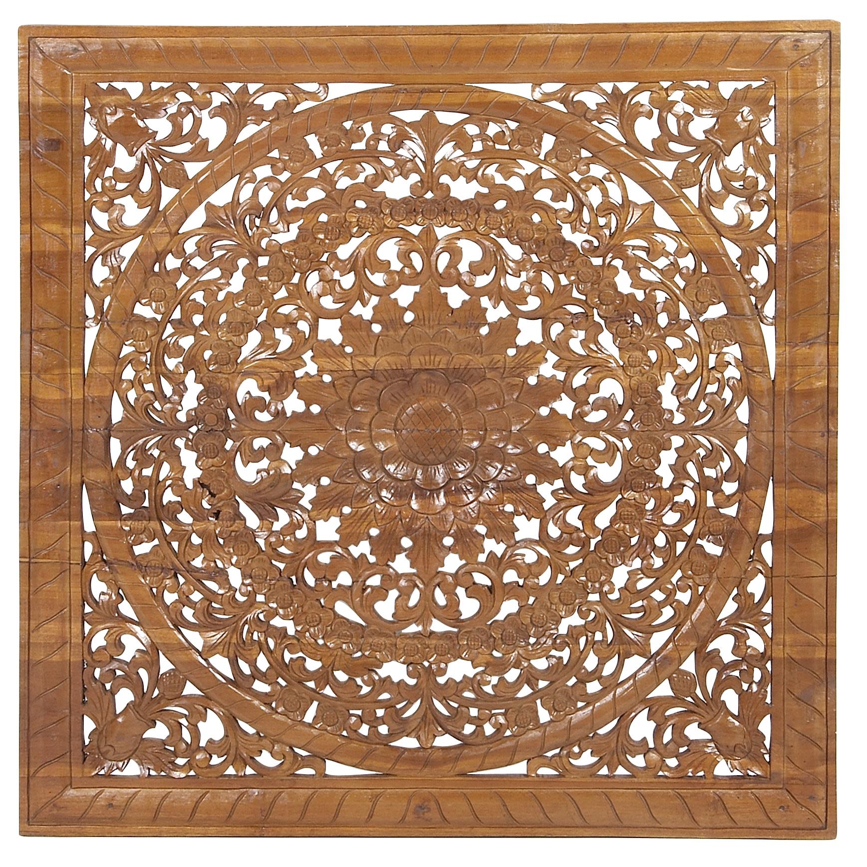 Brown Teak Wood  Wall Decor, 35" x 2" x 35"