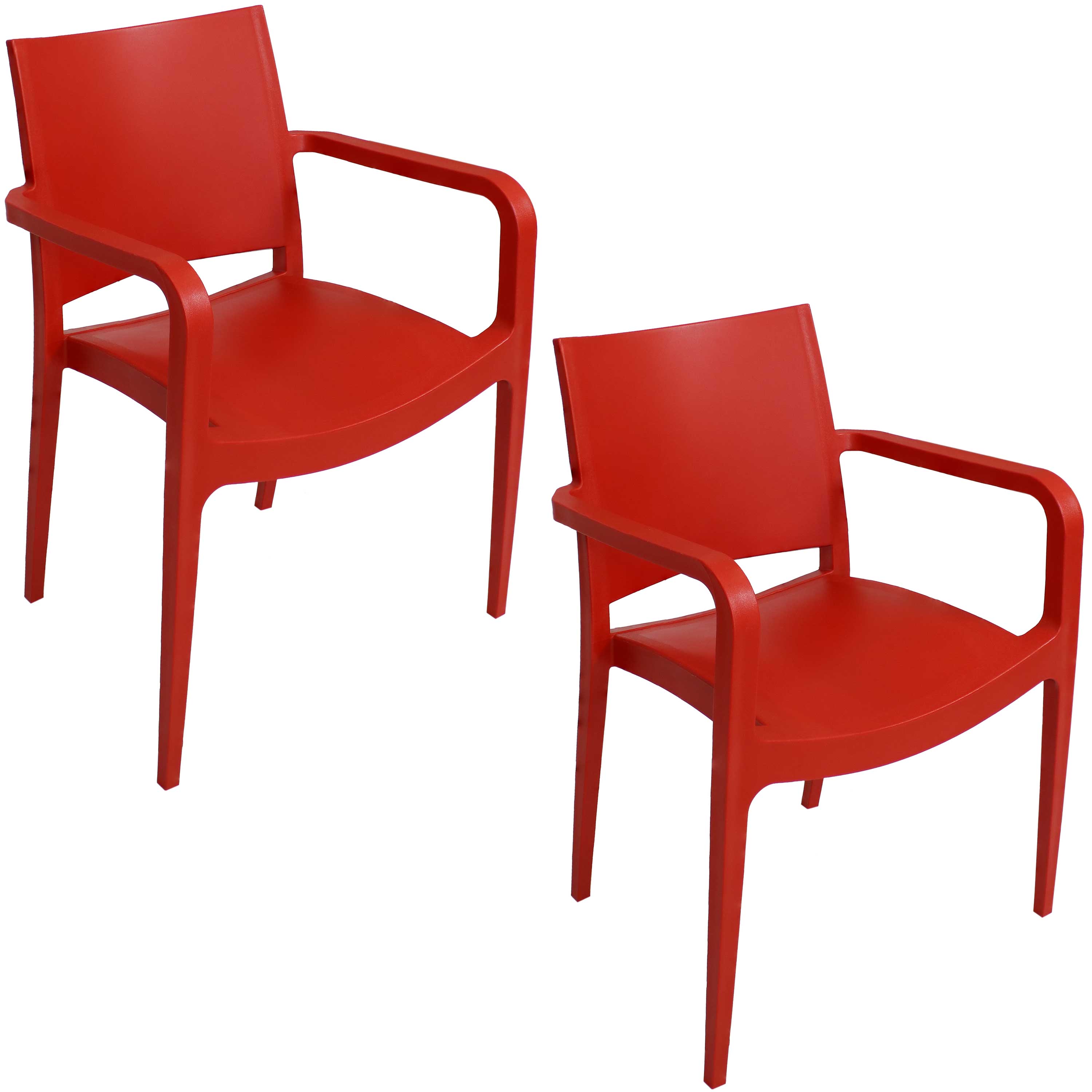 Sunnydaze Landon Plastic Dining Armchair - Red - 2-Pack