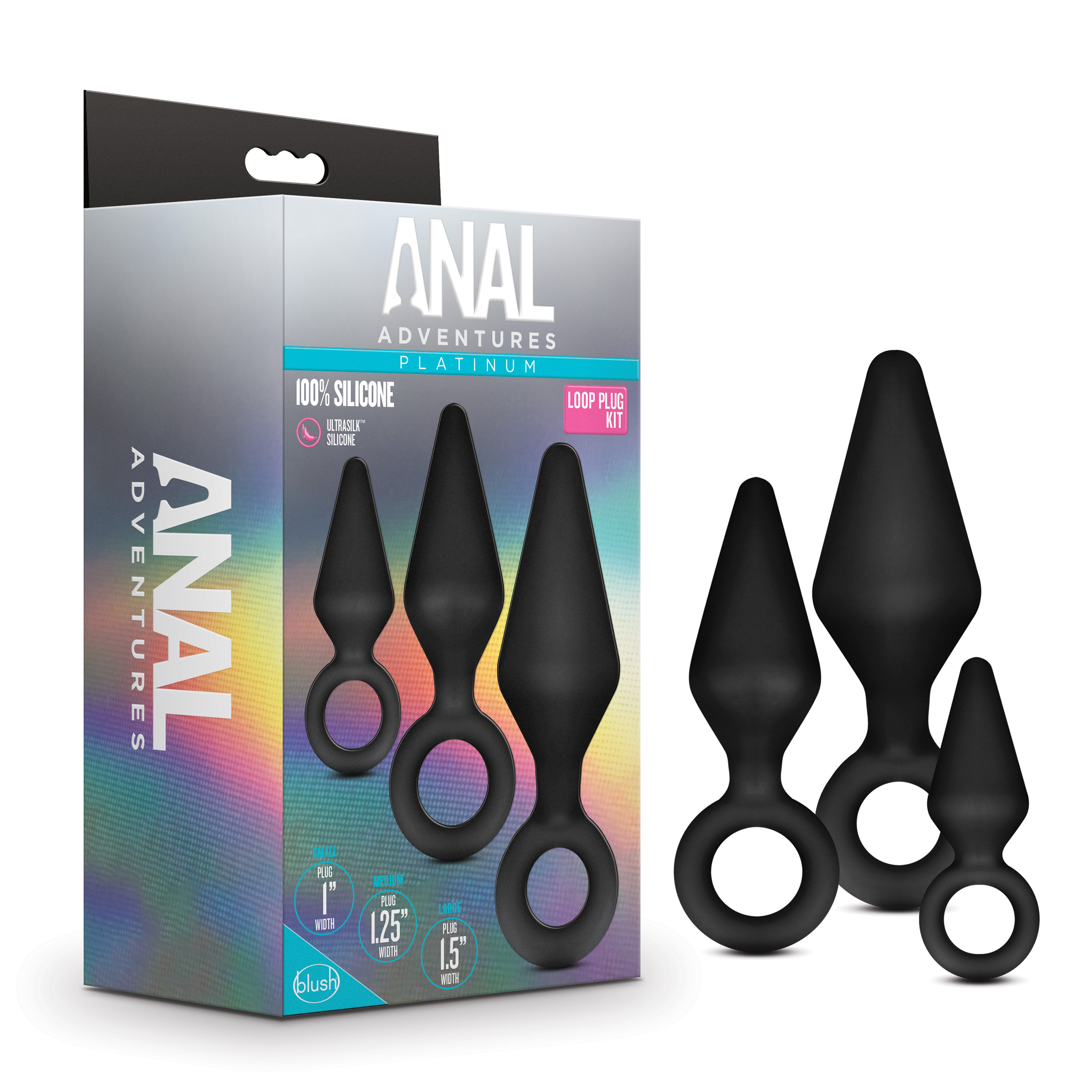 Blush Anal Adventures Platinum Loop Kit Black Anal Plug