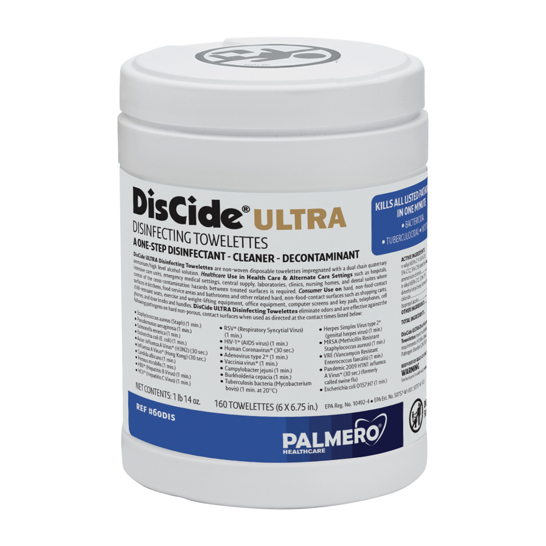 DisCide® Ultra Small Wipes 6" x 6.75",  160/Container