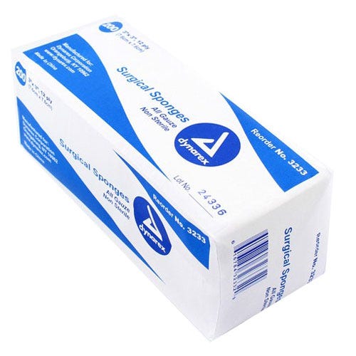 All Gauze 3" x 3" , 12ply, Non Sterile, 200/Pack