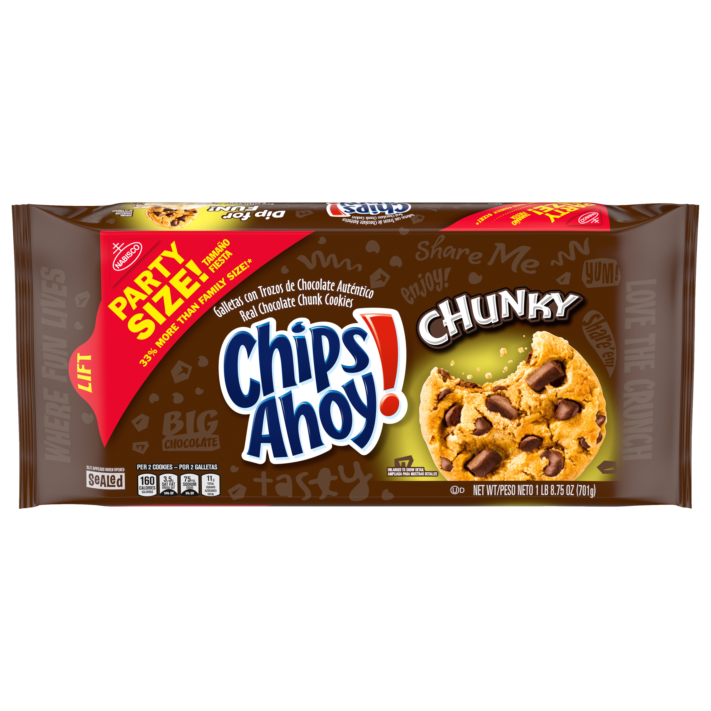 CHIPS AHOY! Chunky Chocolate Chunk Cookies, Party Size, 24.75 oz-thumbnail-0