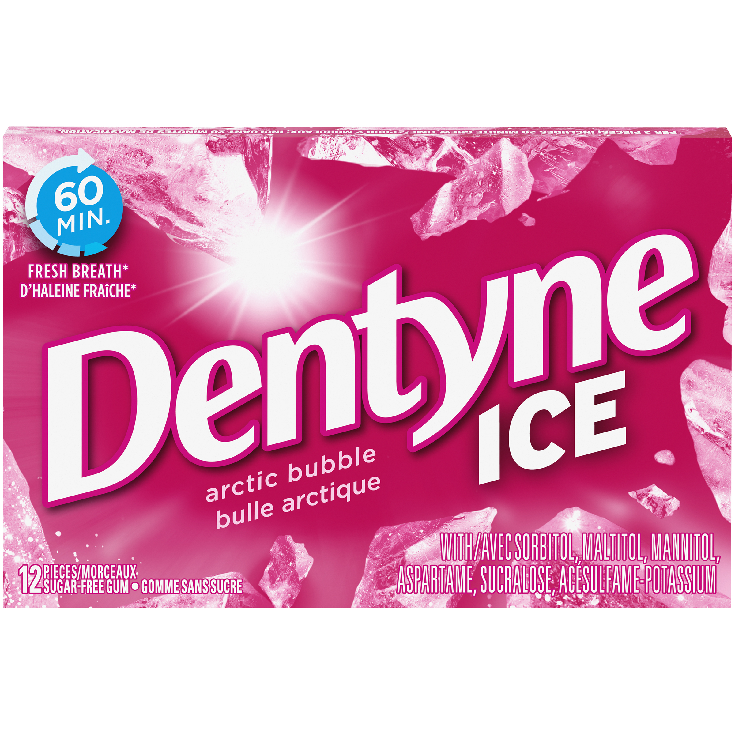 Dentyne Ice Arctic Bubble, Sugar Free Gum, 1 Pack (12 Pieces)