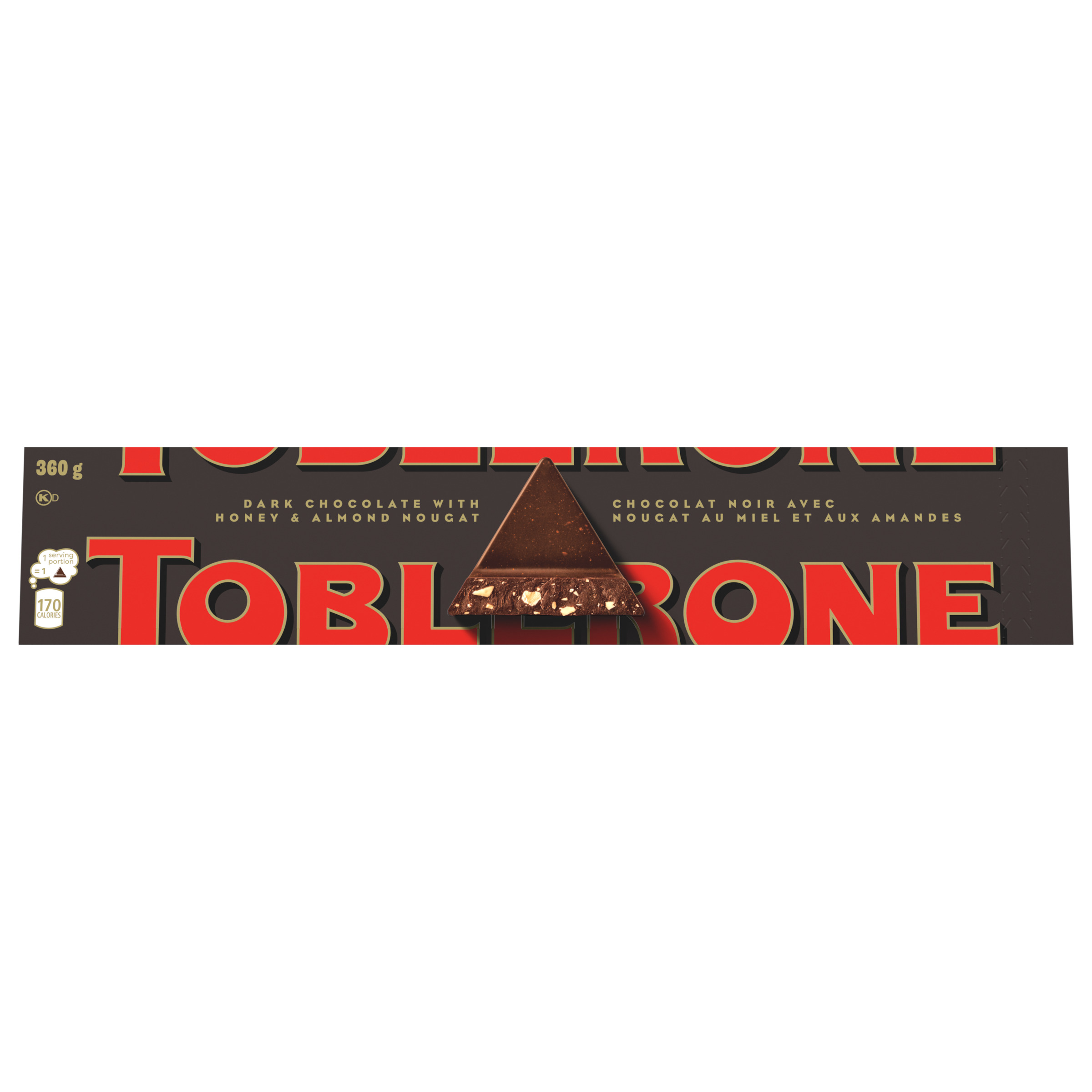 Tablette de chocolat noir Toblerone avec nougat au miel et aux amandes (360 g)-0