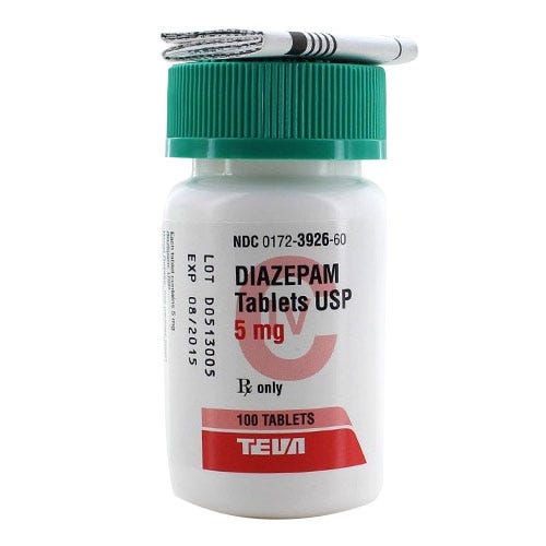 Diazepam 5mg, 100 Count Tablets - 100/Bottle