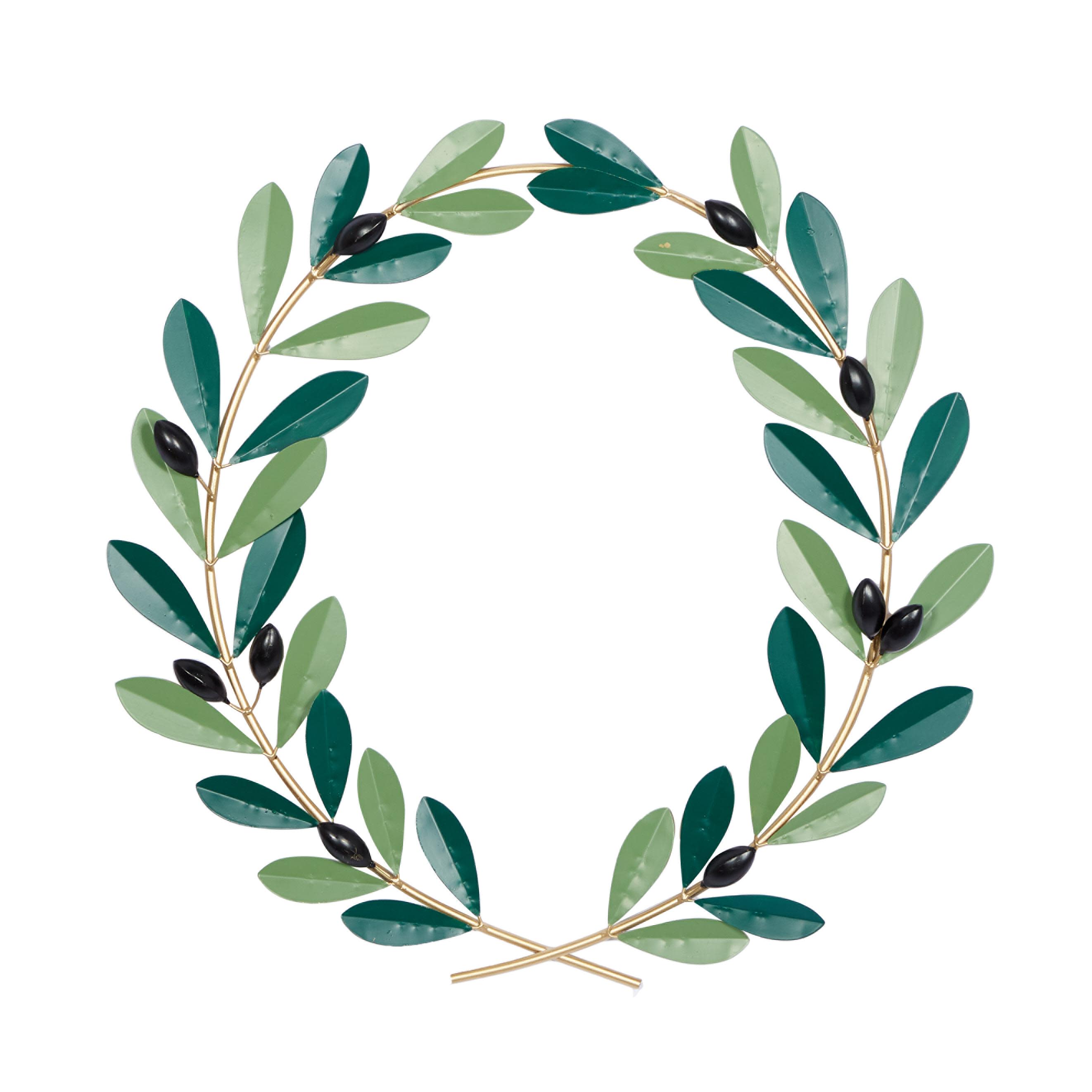 Green Metal Leaf Crown Wall Decor, 22\" x 2\" x 22\"4 pieces