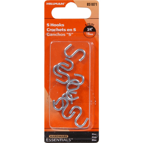 Hardware Essentials SHook Zinc (0.092" x 3/4") 8 Pack