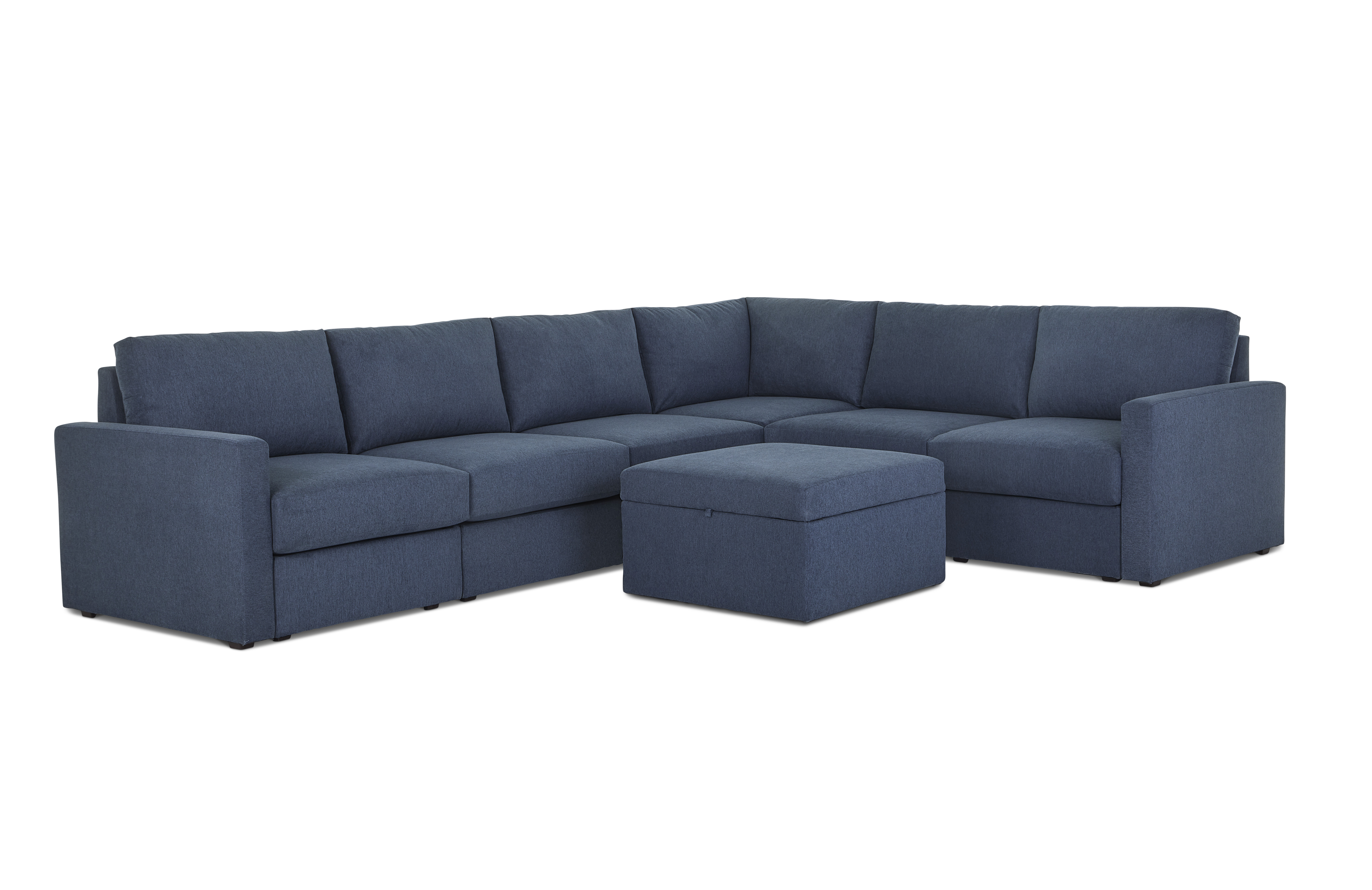 Flexsteel Flex 6-Seat Sectional with Standard Arm and Storage Ottoman