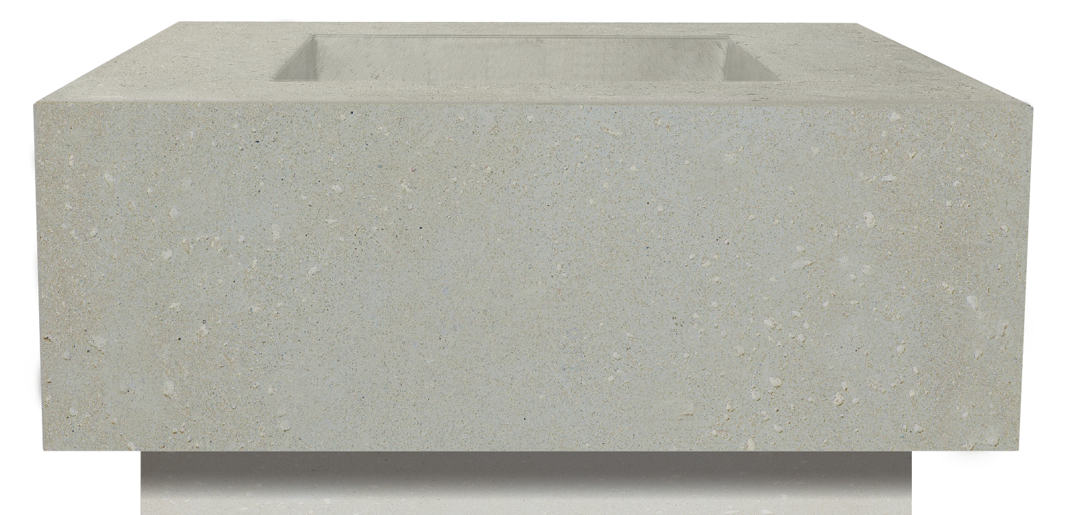XO Appliances Fire square table 36 x 36 Natural gas fired GFRC Limestone