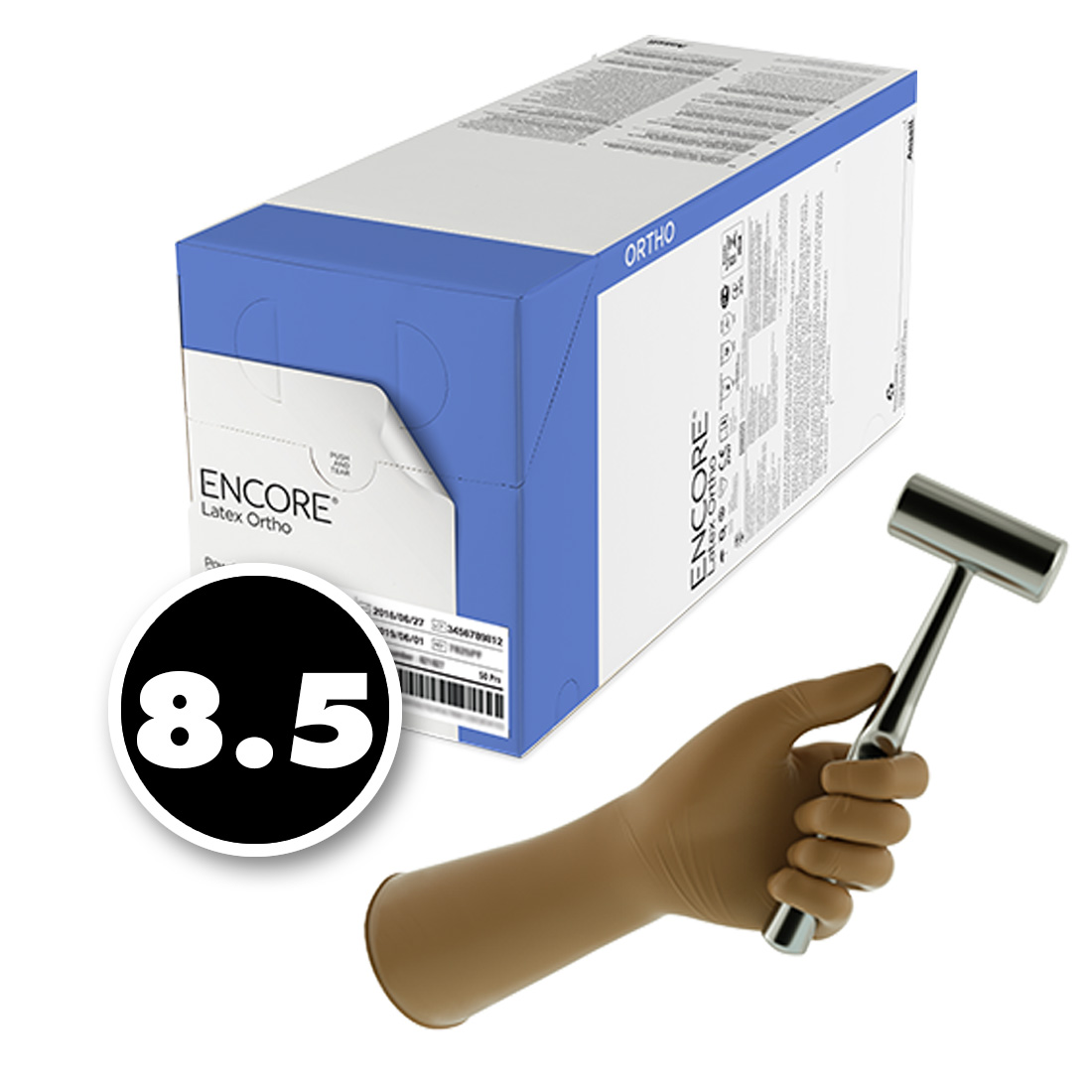 Encore® Orthopedic Surgeon Glove Size 8.5 Latex - 50PR/Box