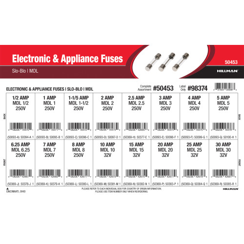 Electronic & Appliance Fuses Assortment (MDL "SloBlo" Fuses)