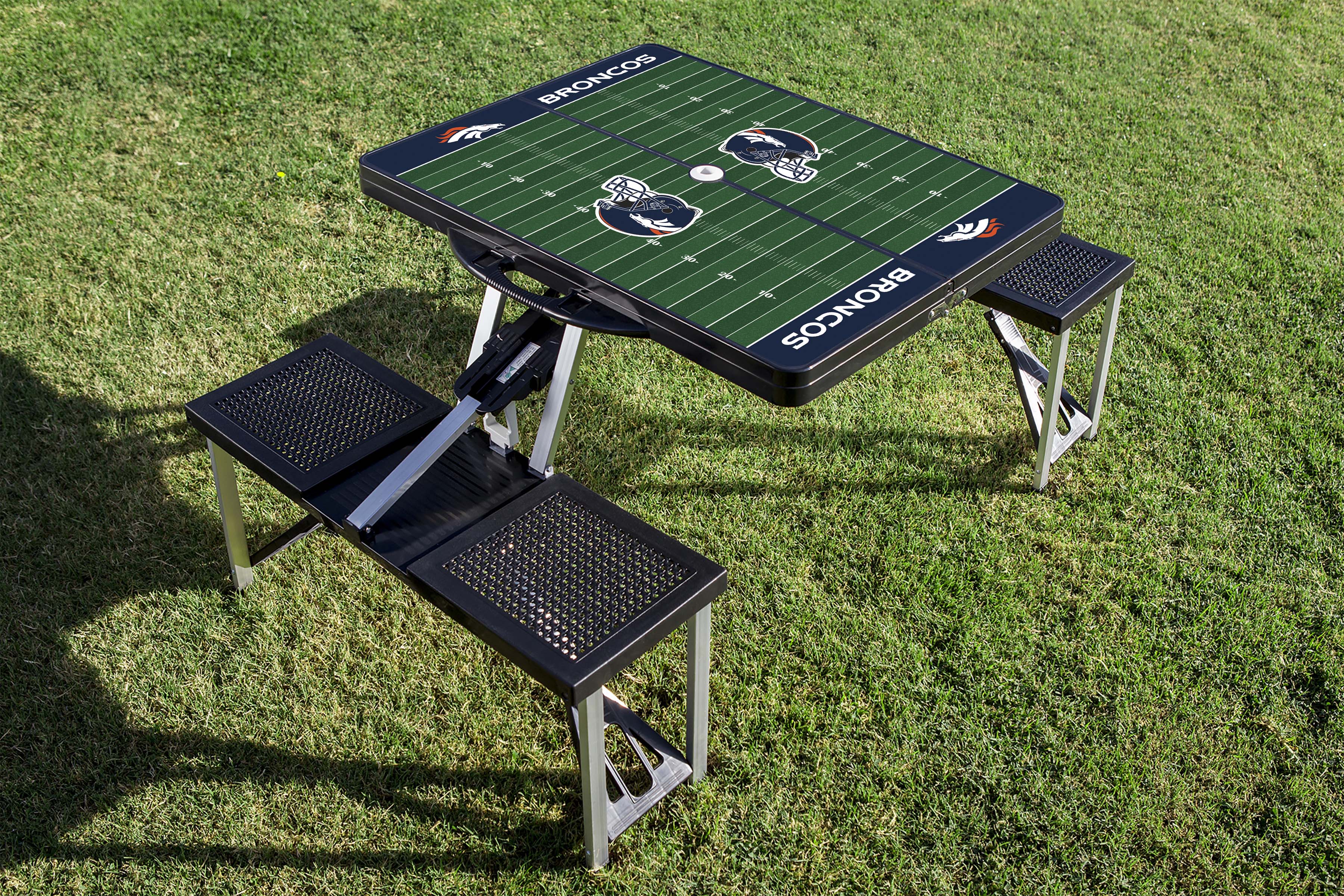 Football Field - Denver Broncos - Picnic Table Portable Folding Table with Seats