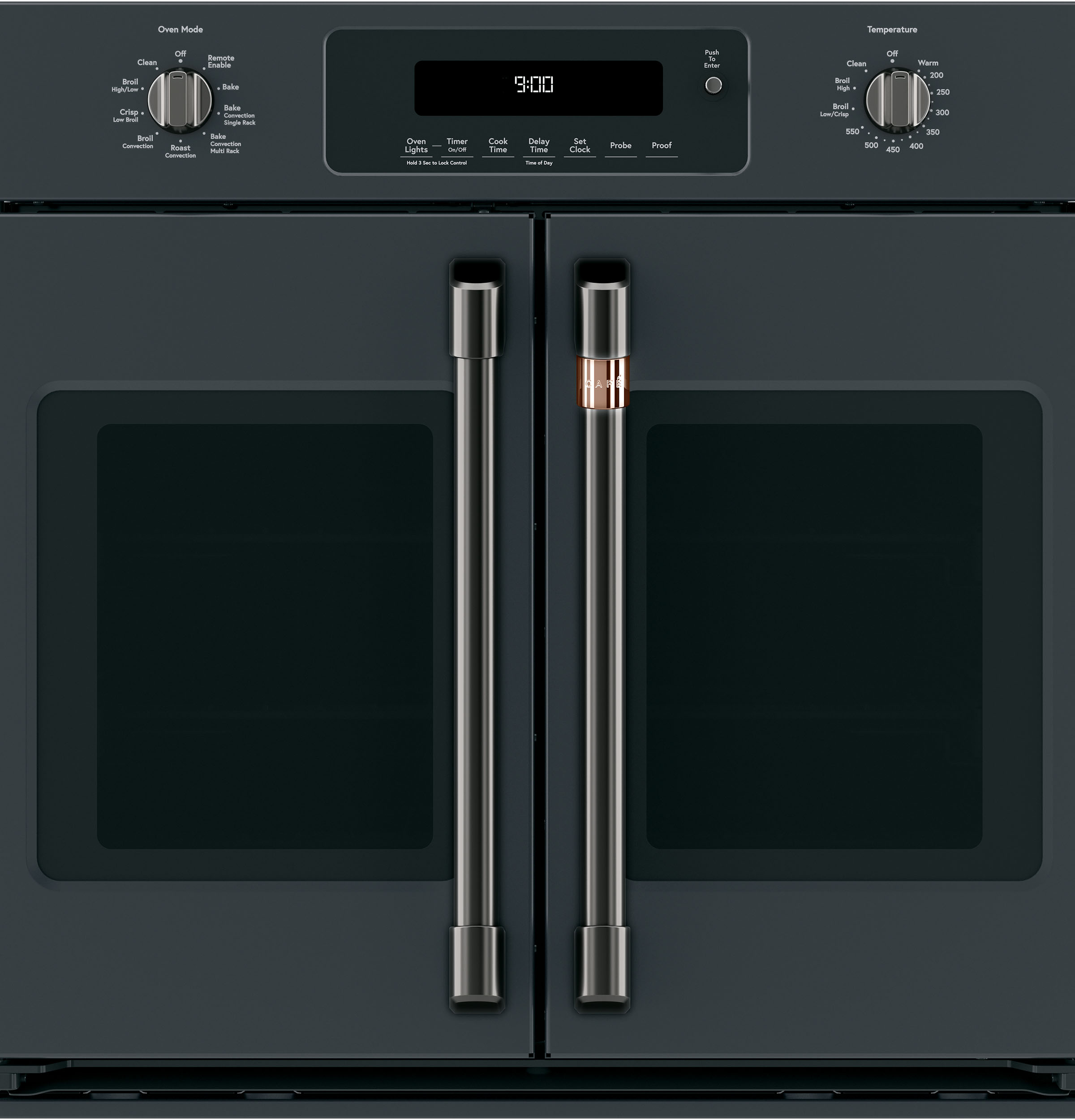30" Width Hndl & Knob Kit for French-Dr Sgl Wall Ovens Brushed Black For use w/ Wall Ovens — Not Connectable view 2