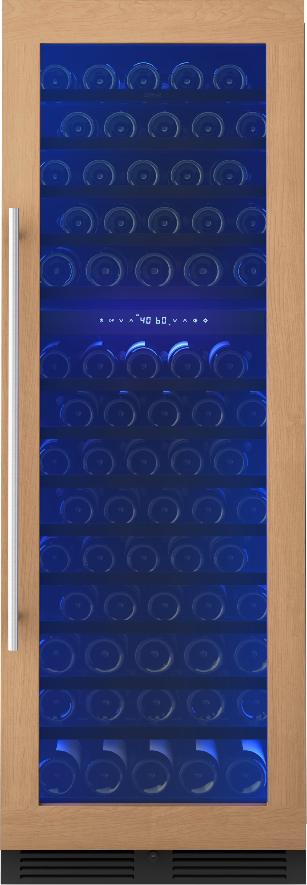 Zephyr Wine cooler, 24" full size, panel ready + glass, reversible, 2 zones