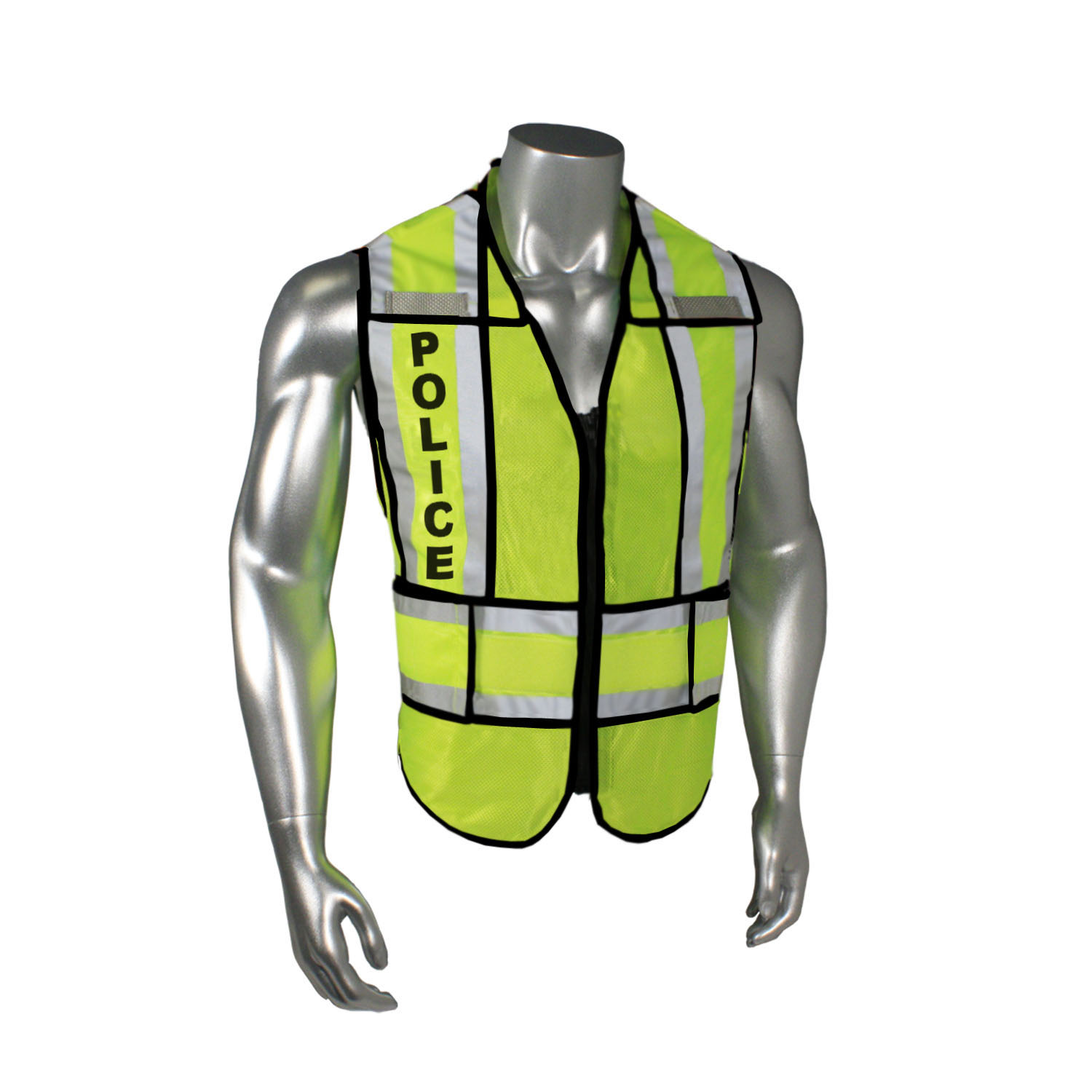 LHV-207-SPT Class 2 Breakaway Vest - Police - Black Trim - Green - Size 2X-4X