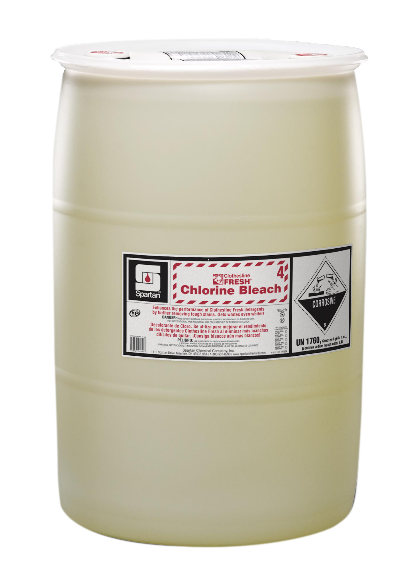 Spartan Chemical Company Clothesline Fresh Chlorine Bleach 4, 55 GAL DRUM
