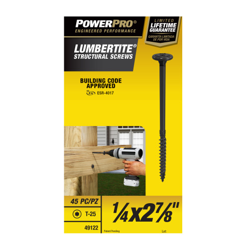 Power Pro LumberTite Structural Screws (1/4" x 27/8") 45 pc